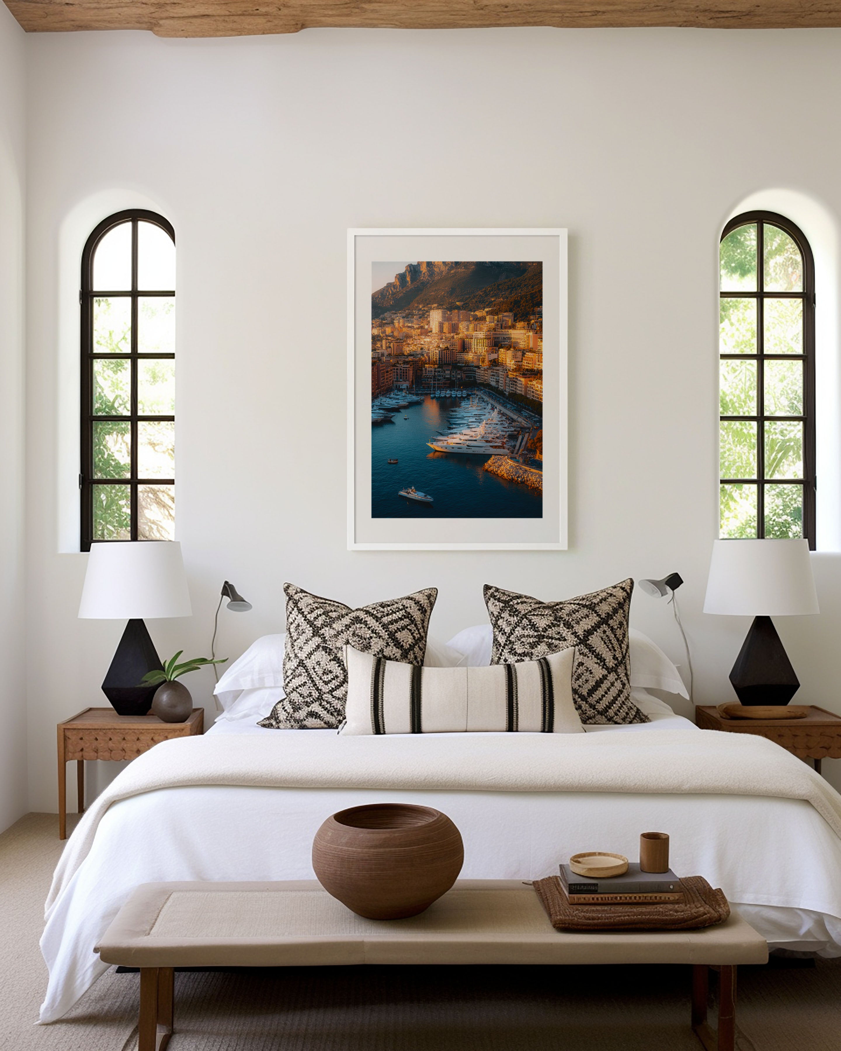 Monaco Harbour Sunset Wall Art | Port Hercule French Riviera Print | Travel Photography Poster