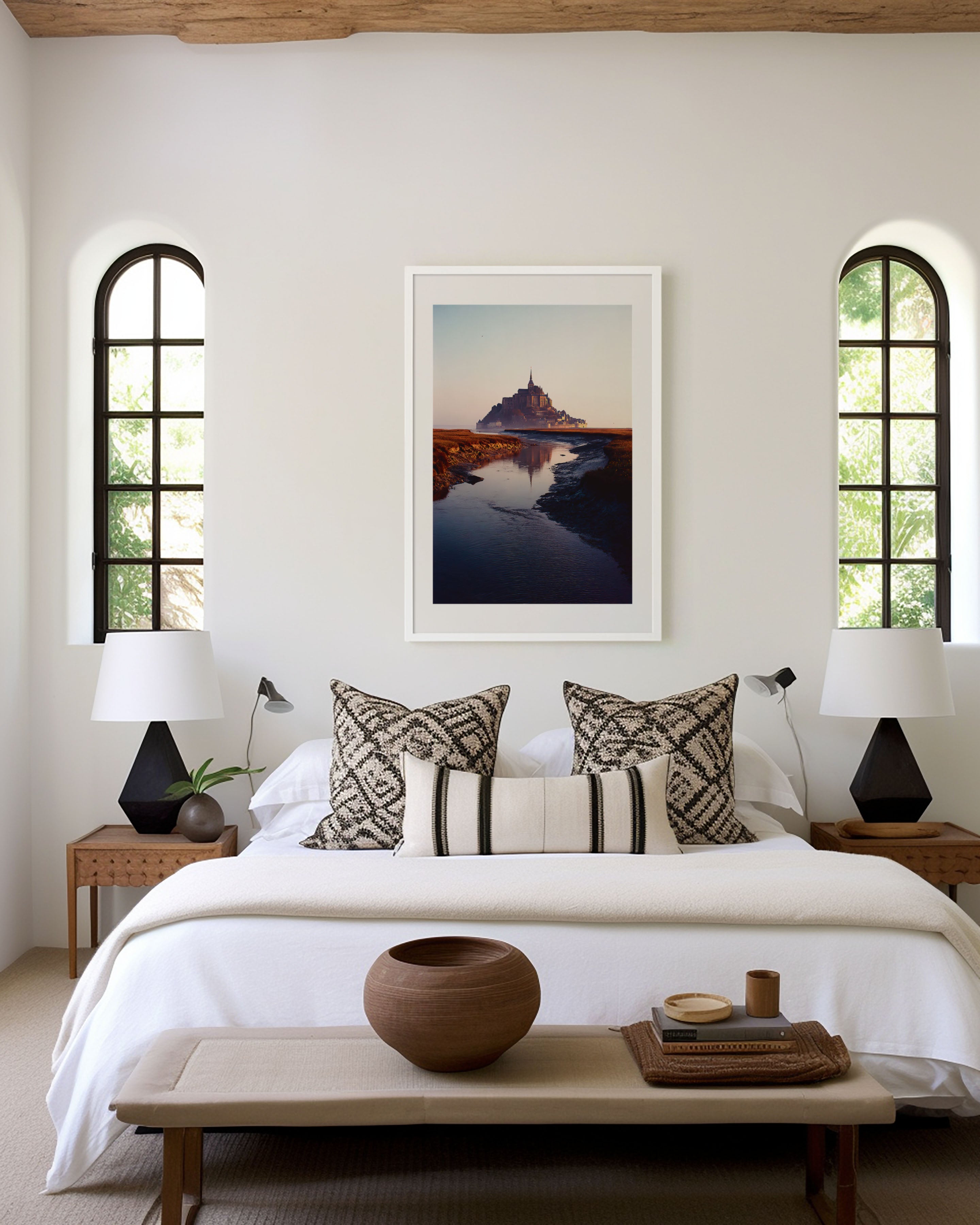 Mont-Saint-Michel Wall Art Print | Normandy France Tidal Island Sunrise Photography | French Travel Poster | Romantic Fairytale Home Decor