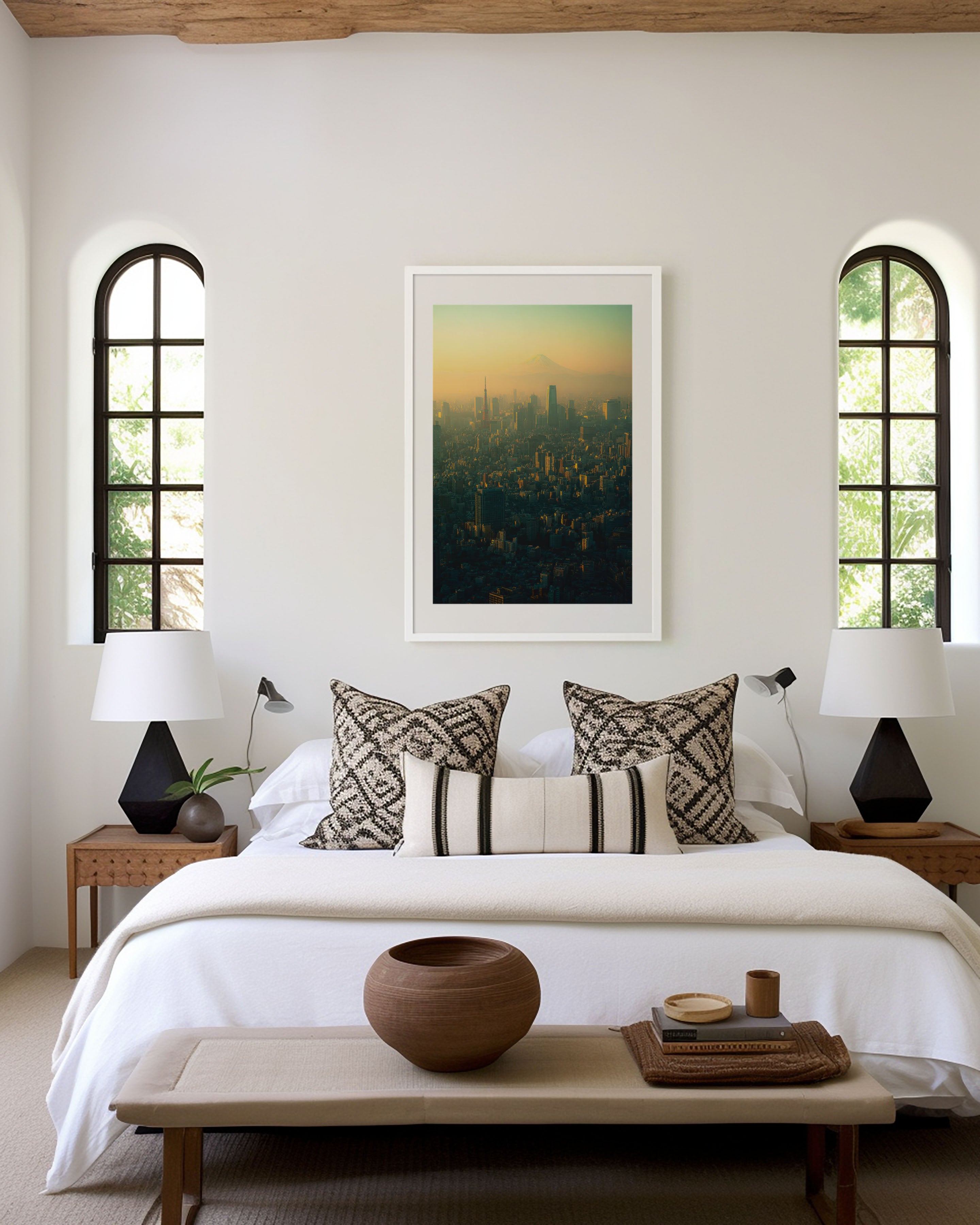 Mount Fuji Tokyo Skyline Golden Hour Aerial Wall Art Print | Japan City Landscape Photography Poster | Urban Travel Decor