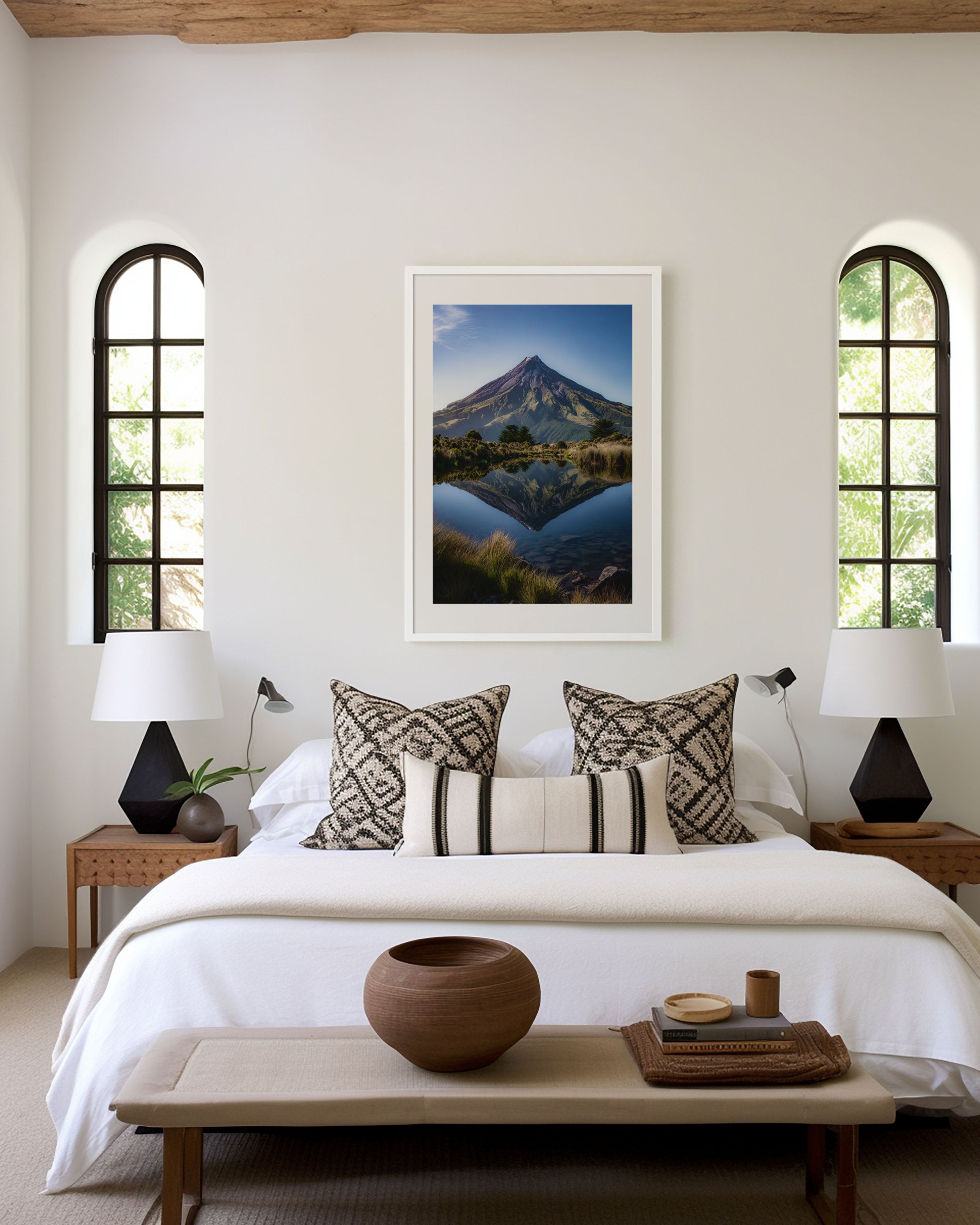 Mount Taranaki Perfect Symmetry Lake Reflection New Zealand Wall Art Print | New Zealand Volcano Landscape Photography Poster | Alpine Nature Decor