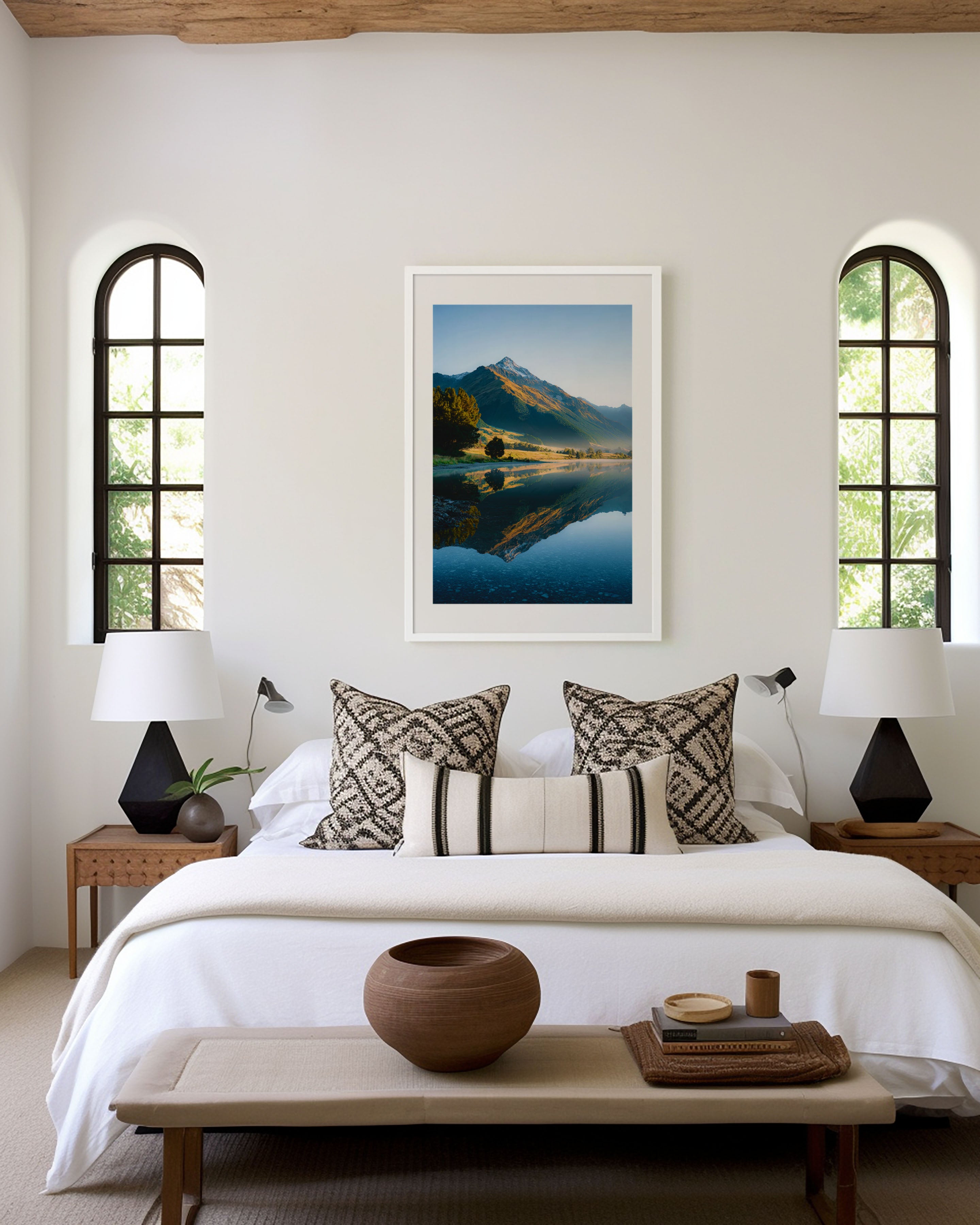 New Zealand Lake Morning Reflection Wall Art Print | Mount Aspiring National Park Photography | Landscape Nature Home Decor