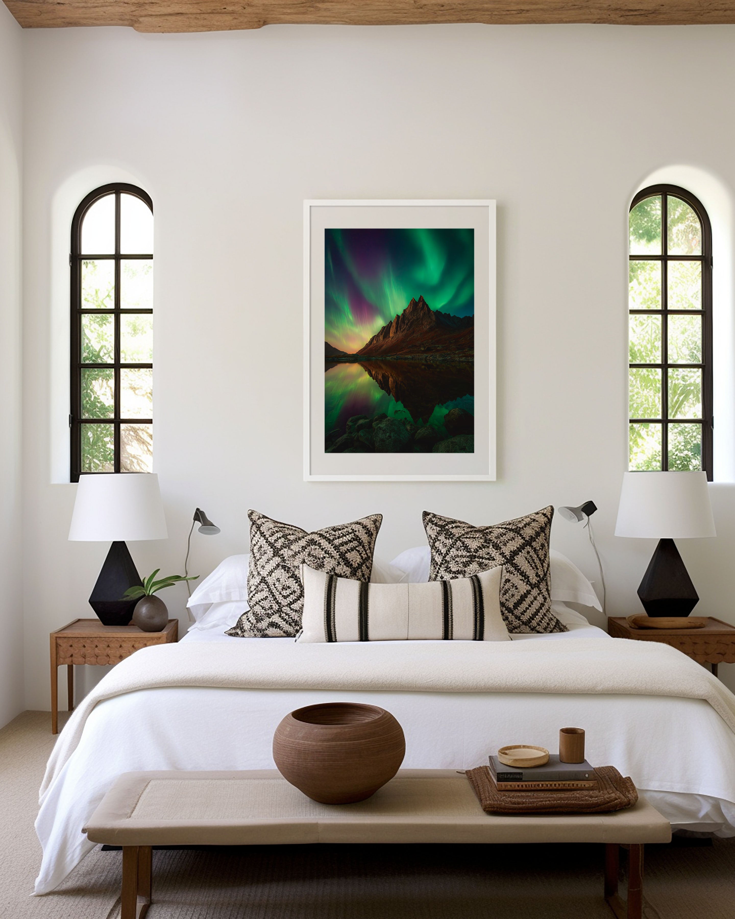 Northern Lights Print | Aurora Borealis Over Yukon Mountains | Canada Night Sky Wall Art | Landscape Photography Poster