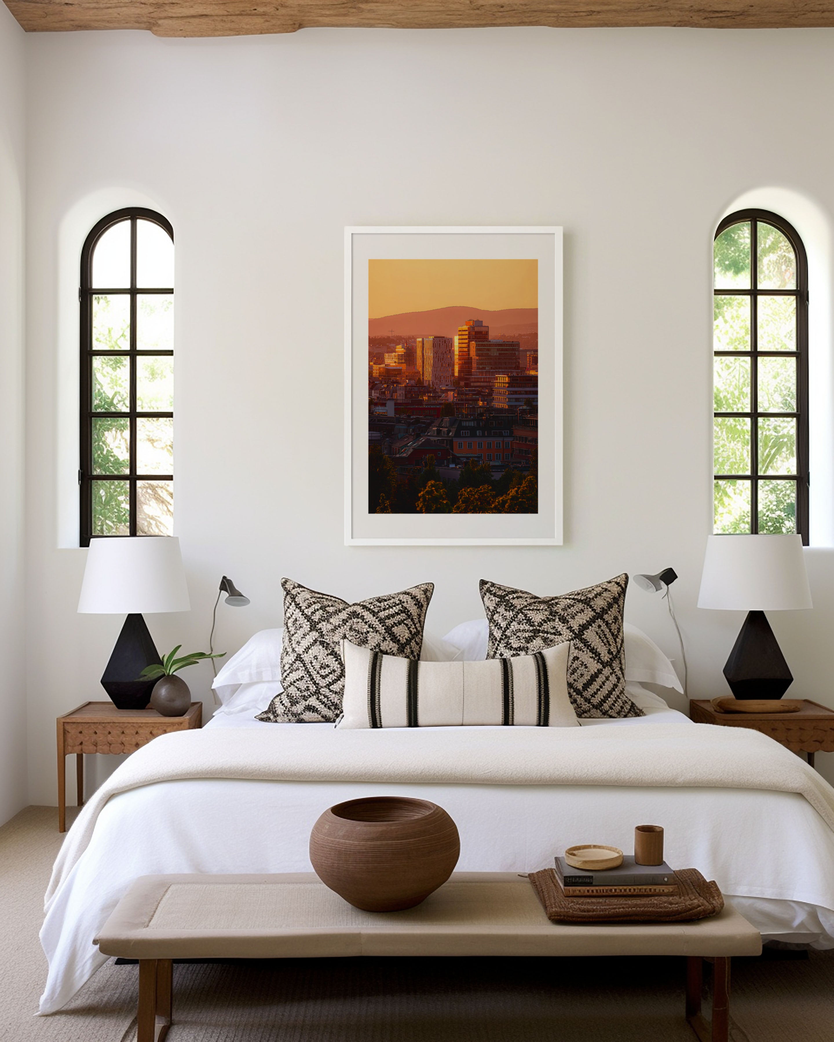 Oslo Skyline Sunset Wall Art | Barcode District Norway Print | Travel Photography Poster