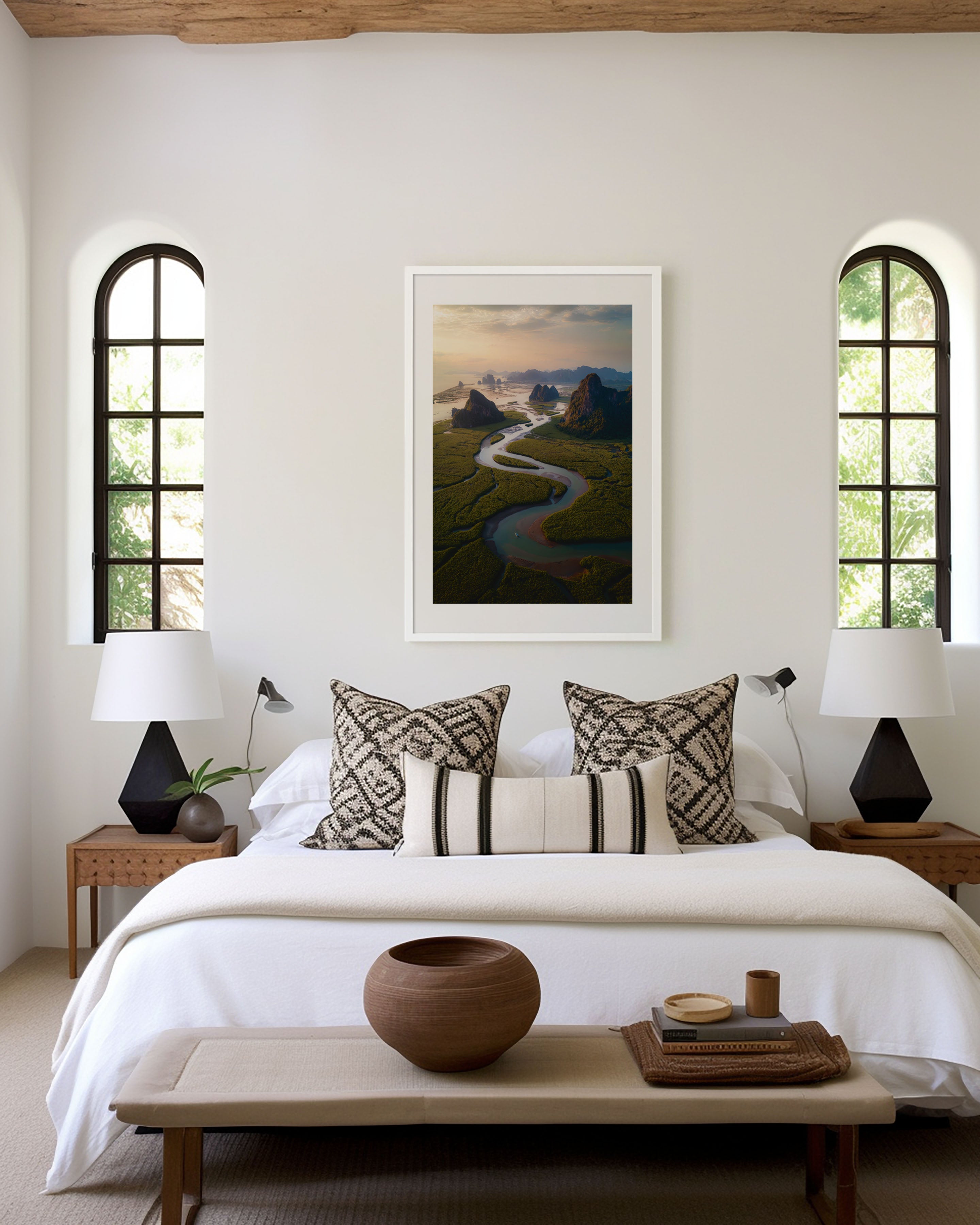 Phang Nga Bay Thailand Aerial Wall Art Print | Mangrove River Karst Landscape Photography | Tropical Asia Travel Poster
