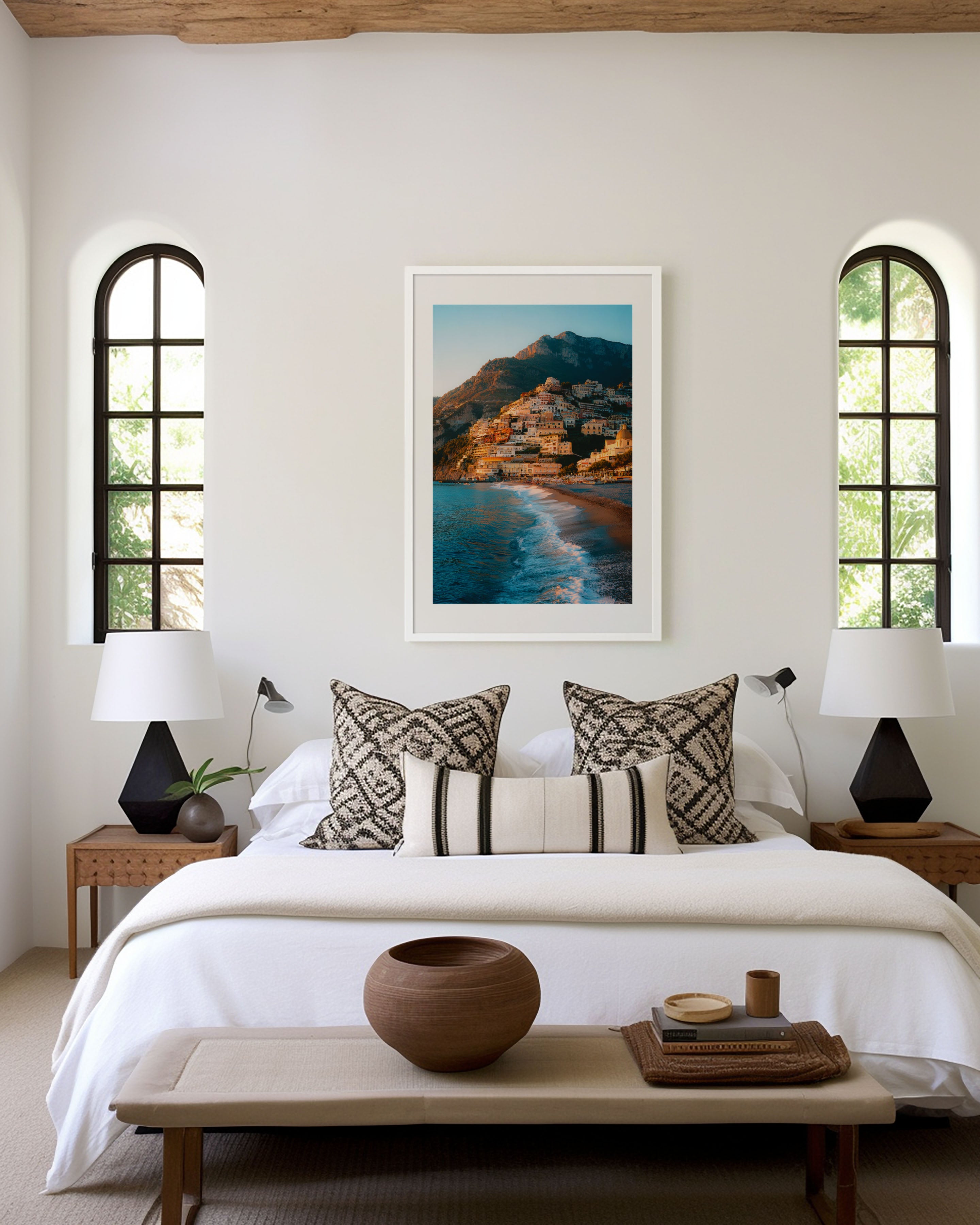 Positano Beach Amalfi Coast Wall Art Print | Italy Coastal Canvas Decor