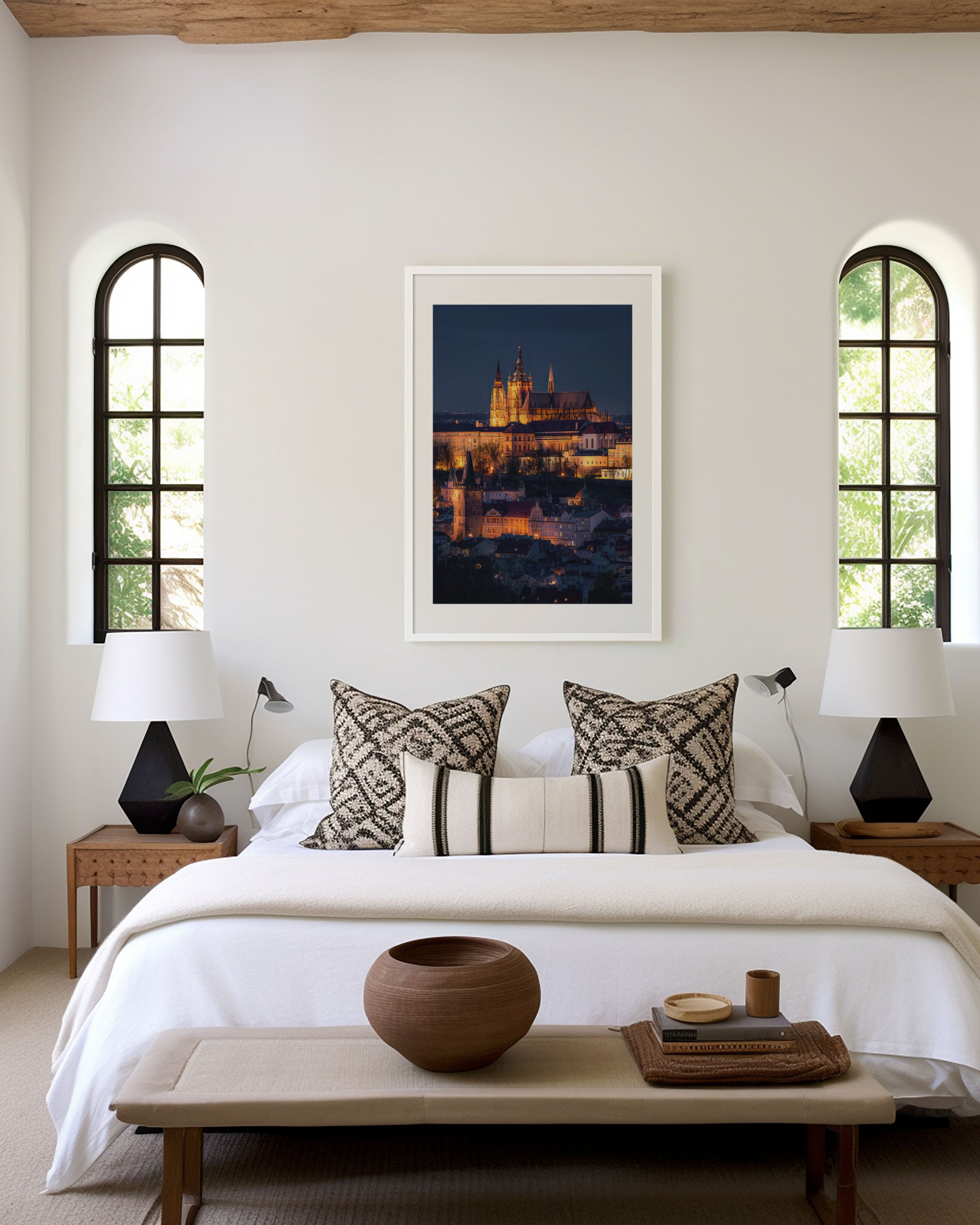 Prague Castle Night Wall Art | St. Vitus Cathedral Czech Republic Blue Hour Print | Travel Photography Poster