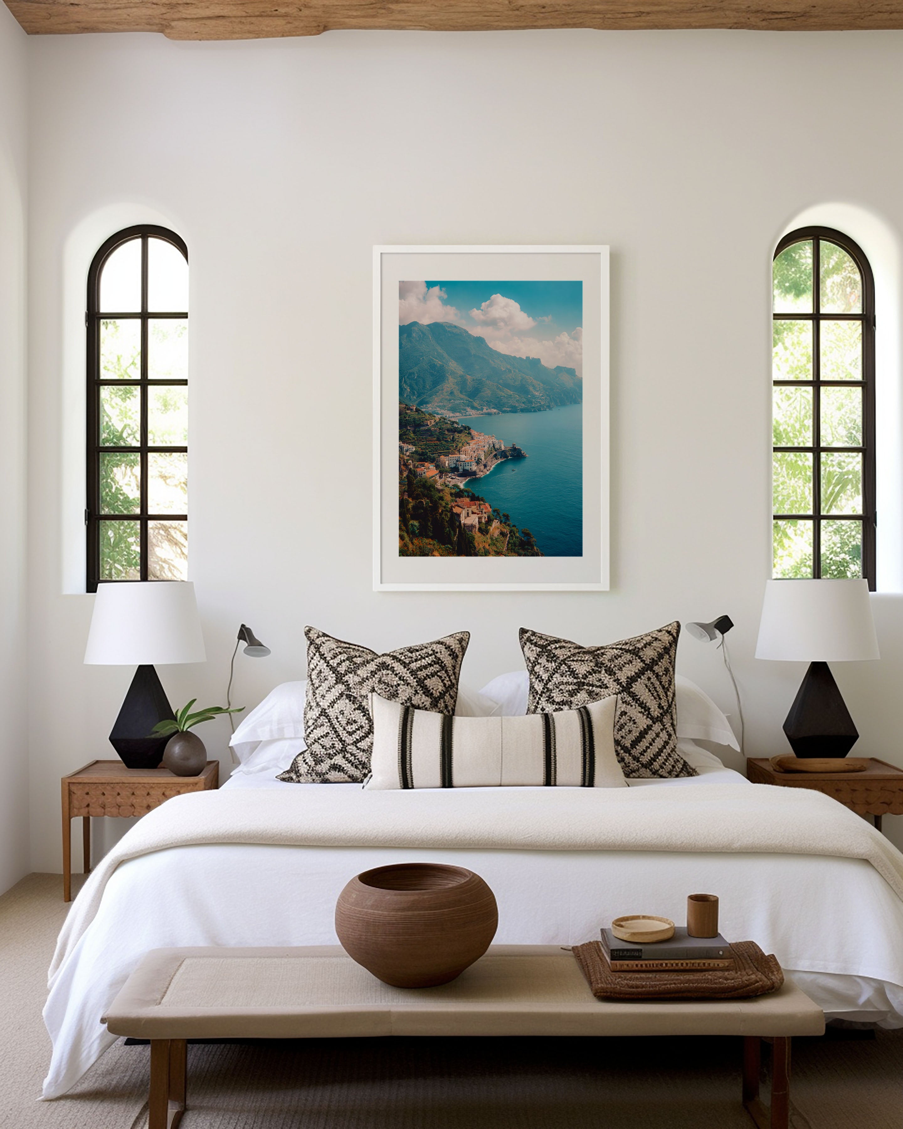 Ravello Terrace Amalfi Coast Wall Art Print | Italy Coastal View Canvas