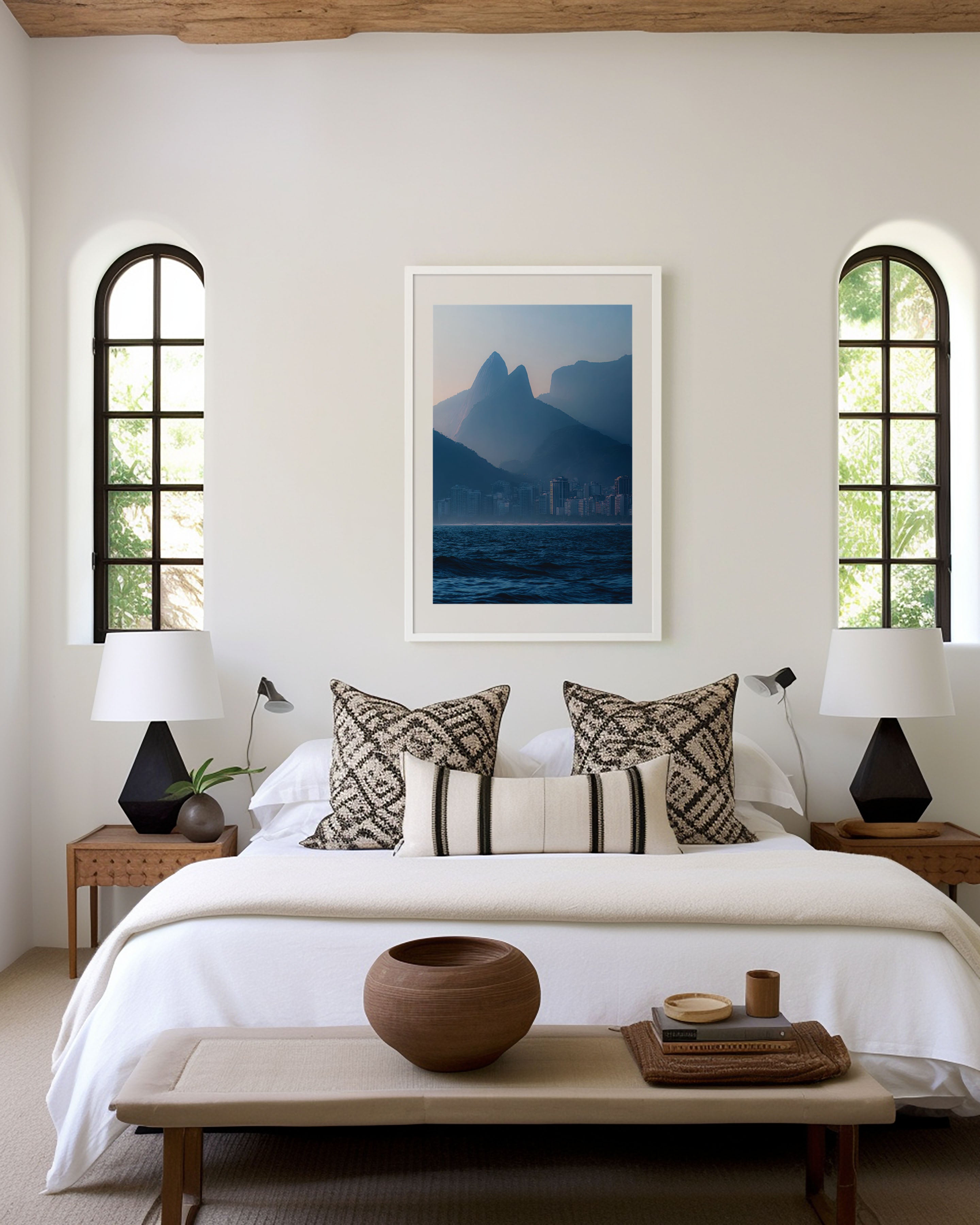 Rio de Janeiro Ipanema Beach Wall Art | Dois Irmãos Mountains Brazil Ocean Print | Travel Photography Poster