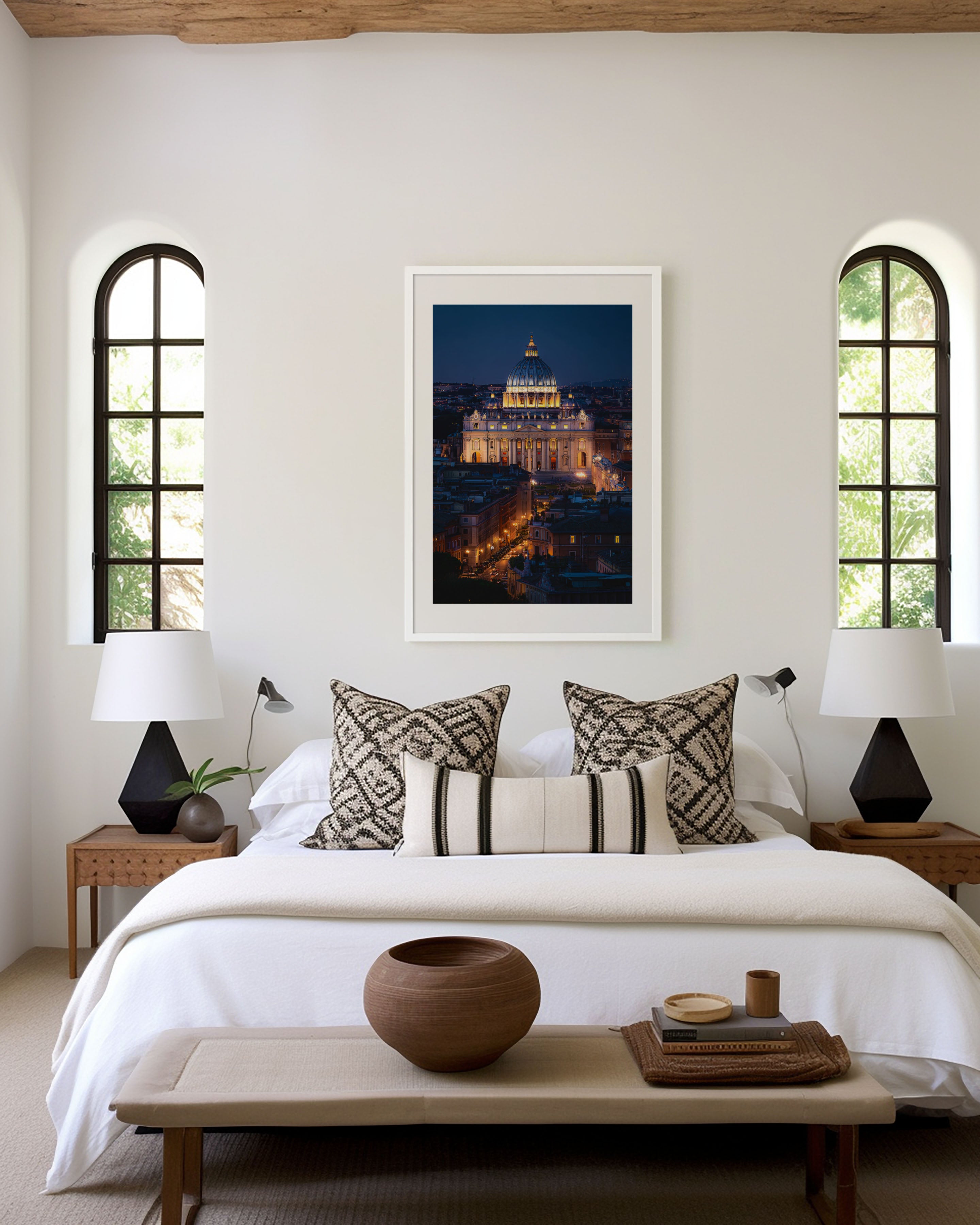 Rome St. Peter's Basilica Night Wall Art | Vatican City Rome Skyline Print | Travel Photography Poster