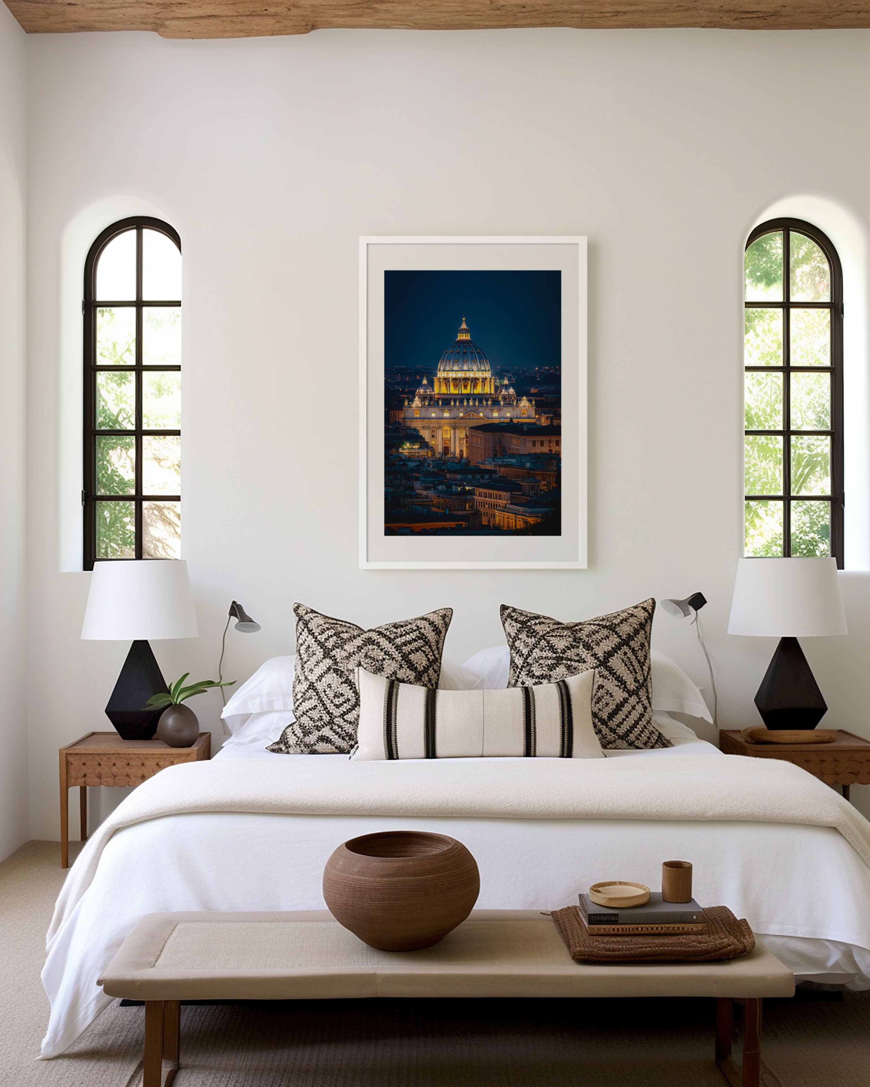 Rome St. Peter's Basilica Night Wall Art | Vatican City Rome Skyline Print | Travel Photography Poster