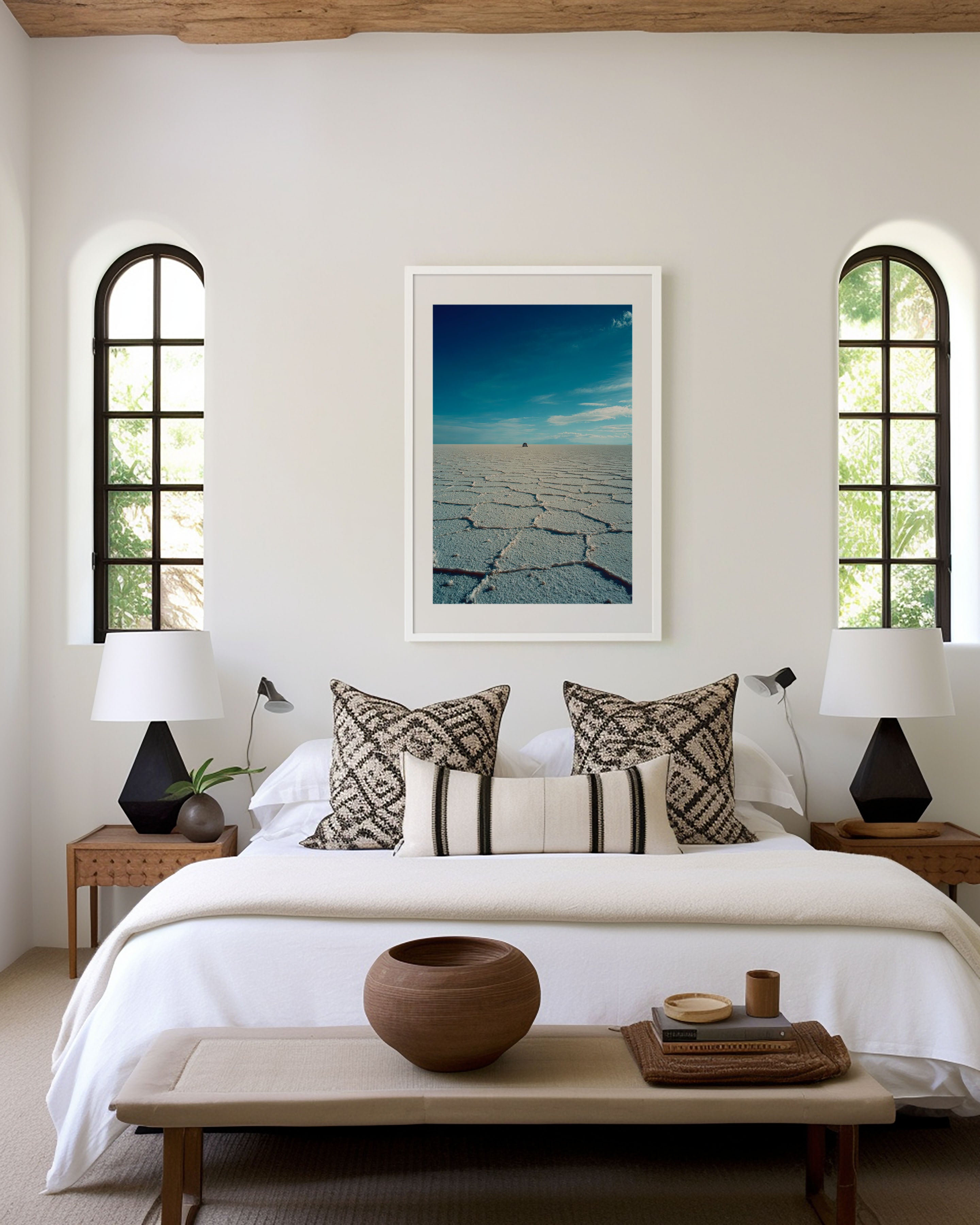 Salar de Uyuni Wall Art Print | Bolivia Salt Flats 4WD Infinite Horizon Photography | South America Travel Poster | Minimalist Home Decor
