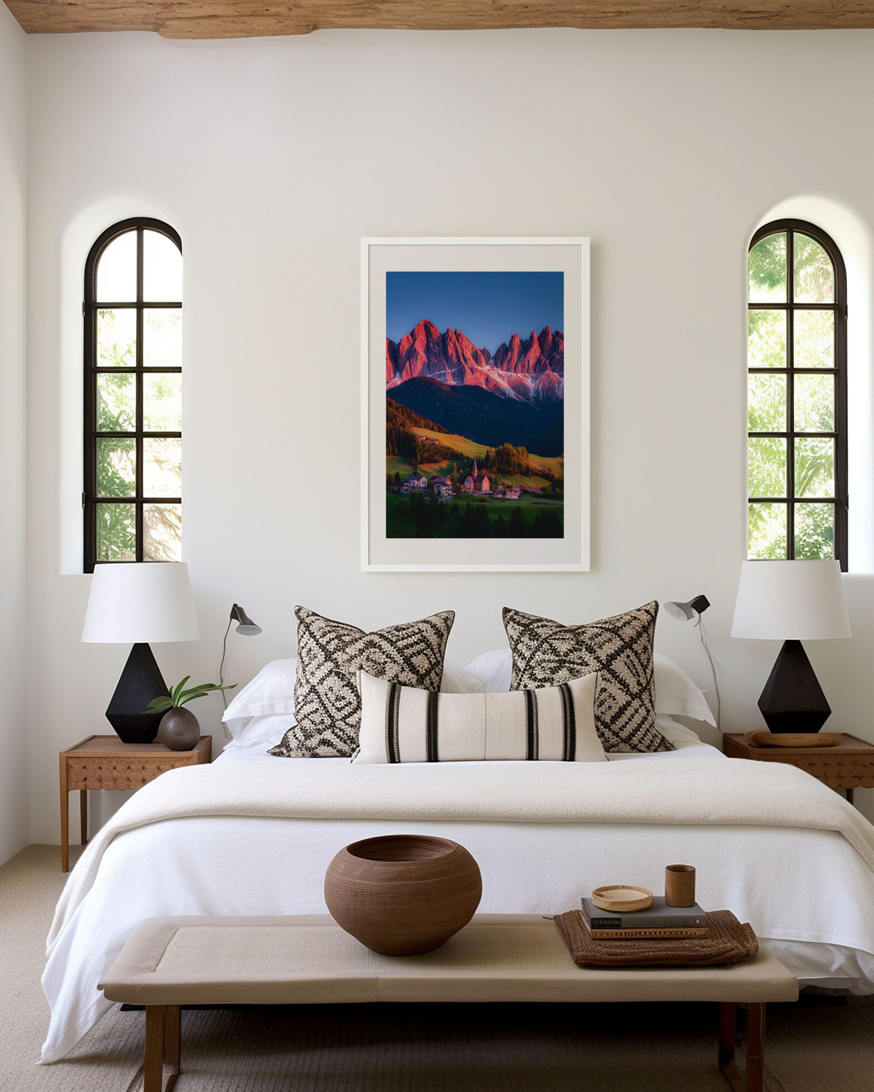 Santa Maddalena Alpenglow Print | Dolomites Sunset Village Wall Art | Val di Funes Italy Photography