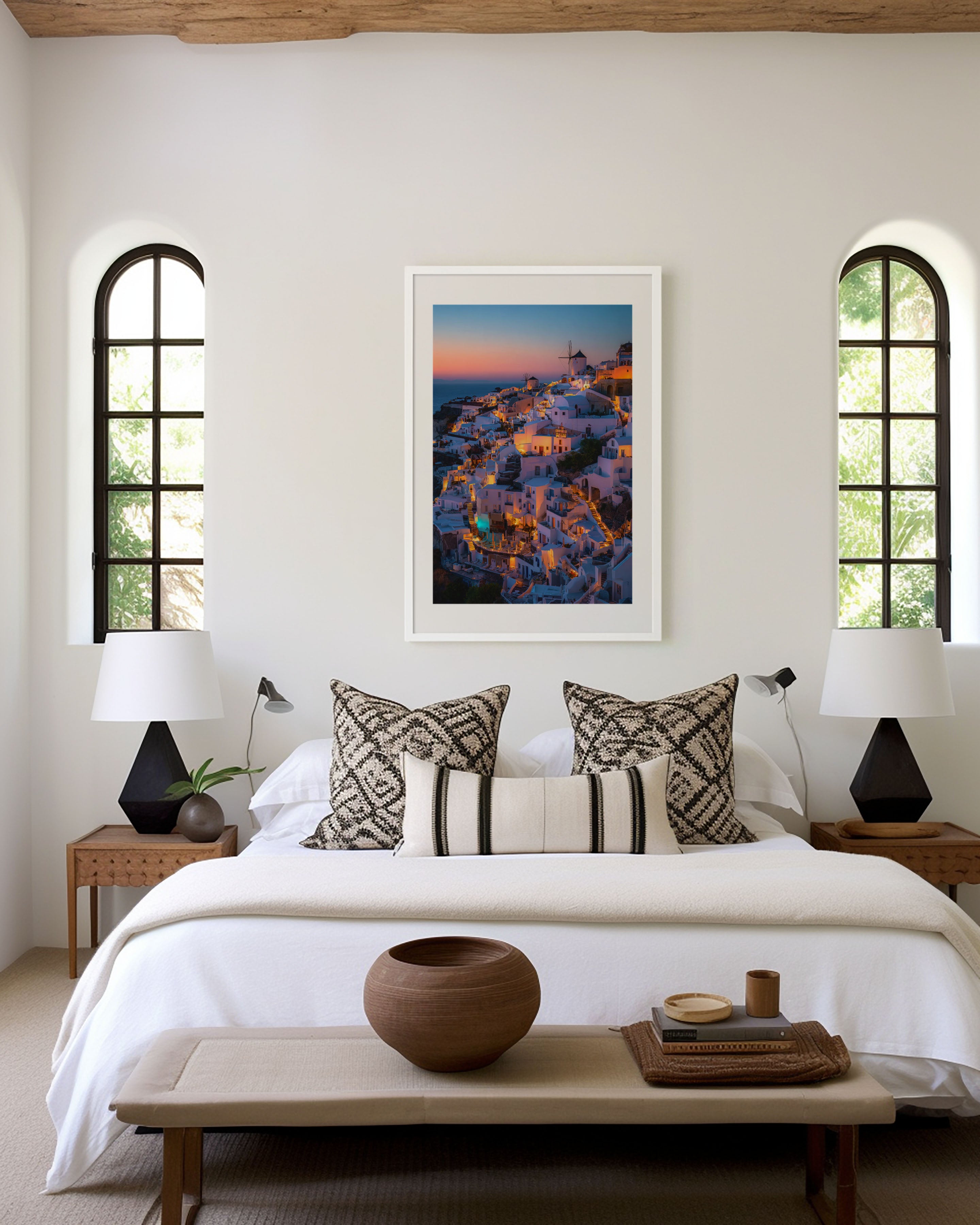 Oia Santorini Wall Art Print | Greece Sunset Coastal Photography