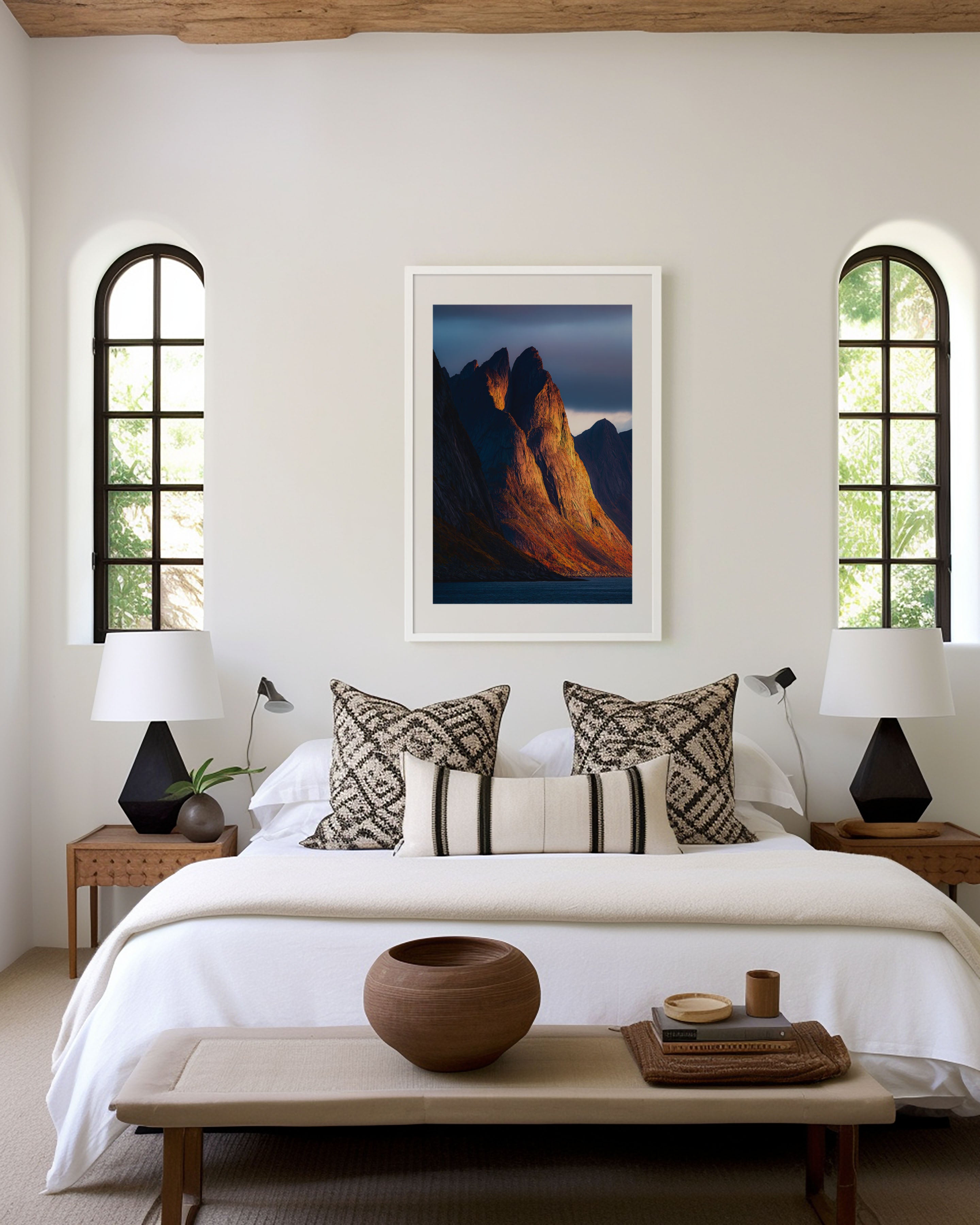 Segla Peak Senja Sunset Ablaze Wall Art Print | Norway Arctic Mountain Photography | Dramatic Landscape Home Decor