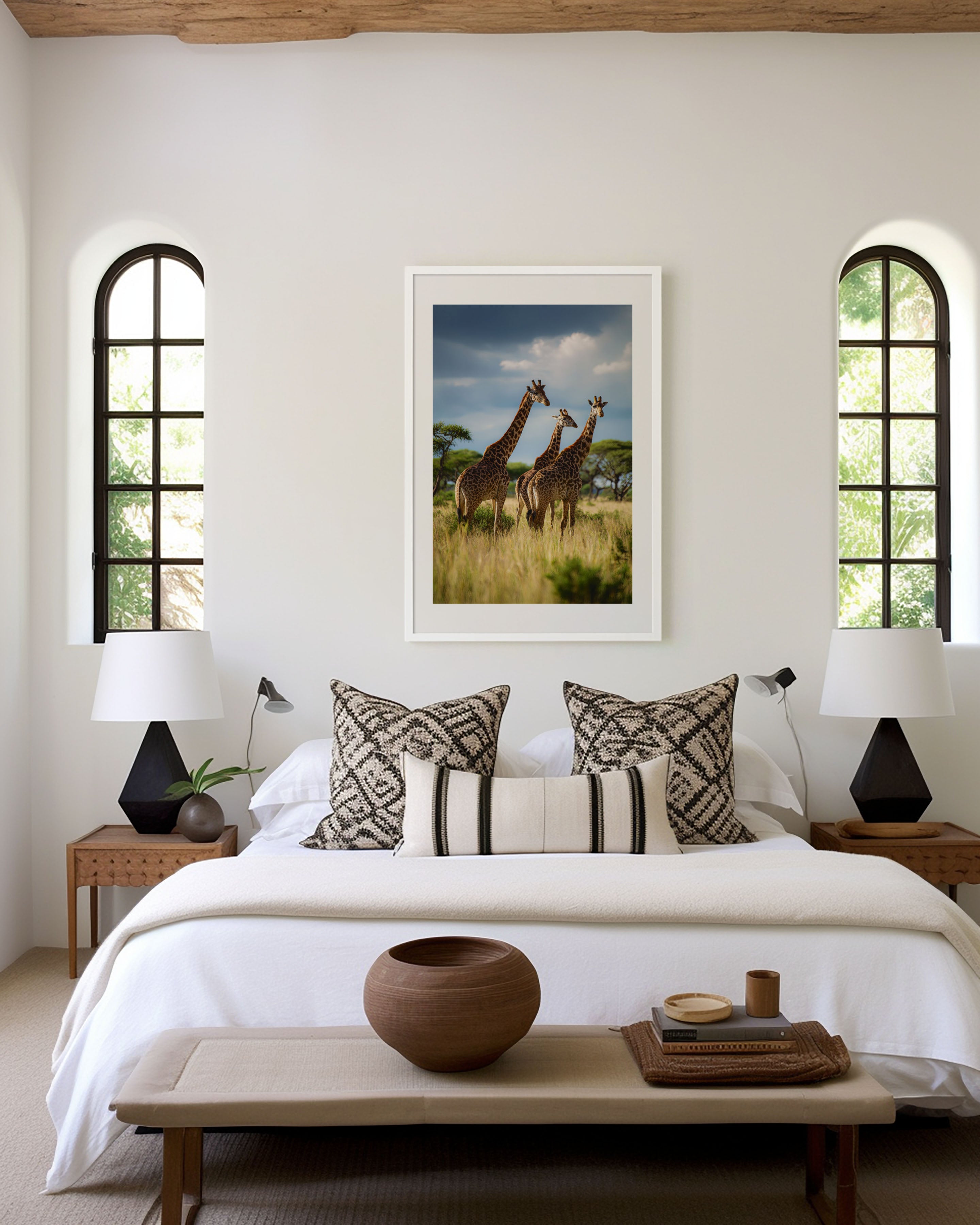 Giraffe Safari Wall Art Print – African Wildlife Serengeti Canvas & Framed Nature Decor