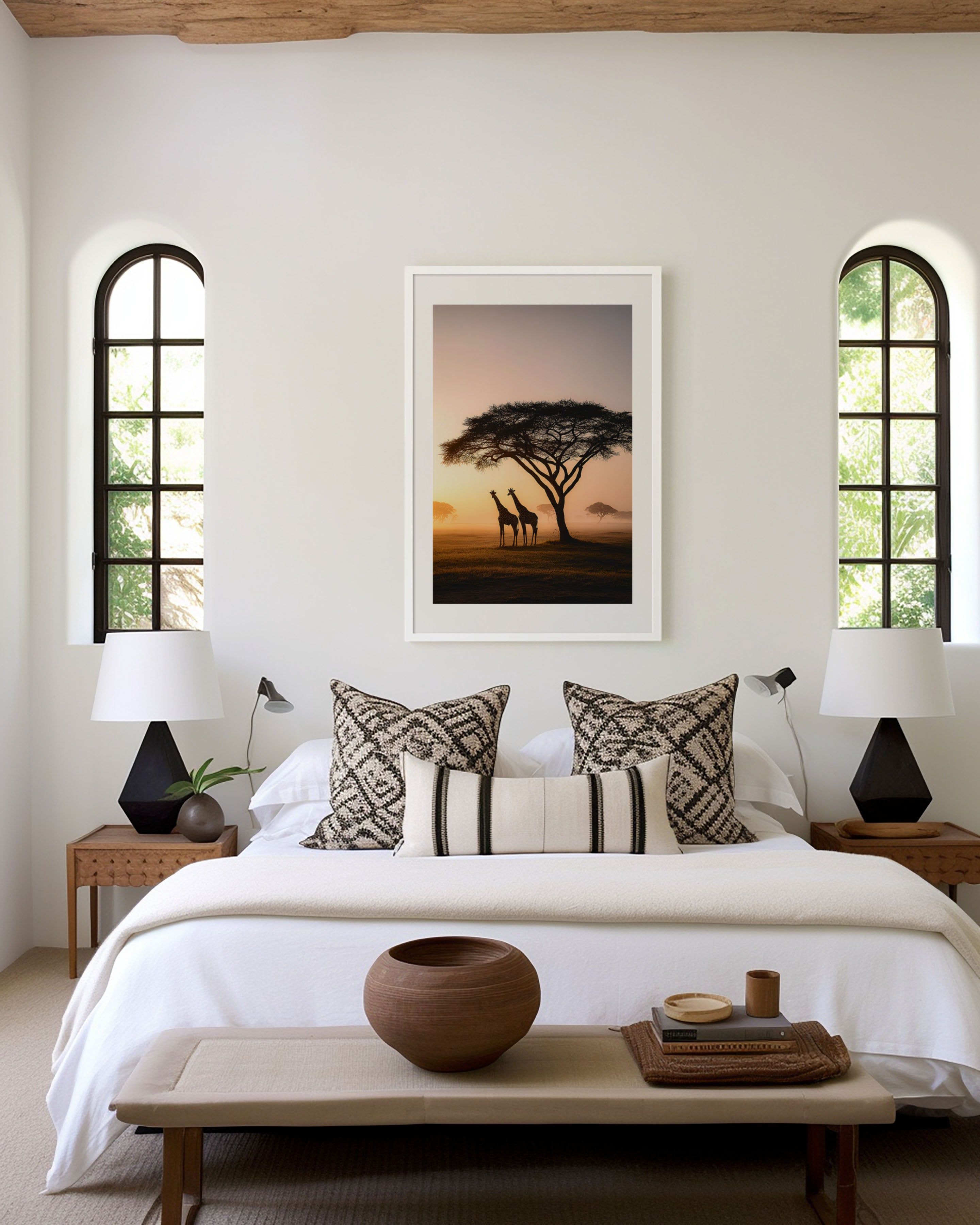 Serengeti Giraffe Wall Art – African Safari Sunset Print