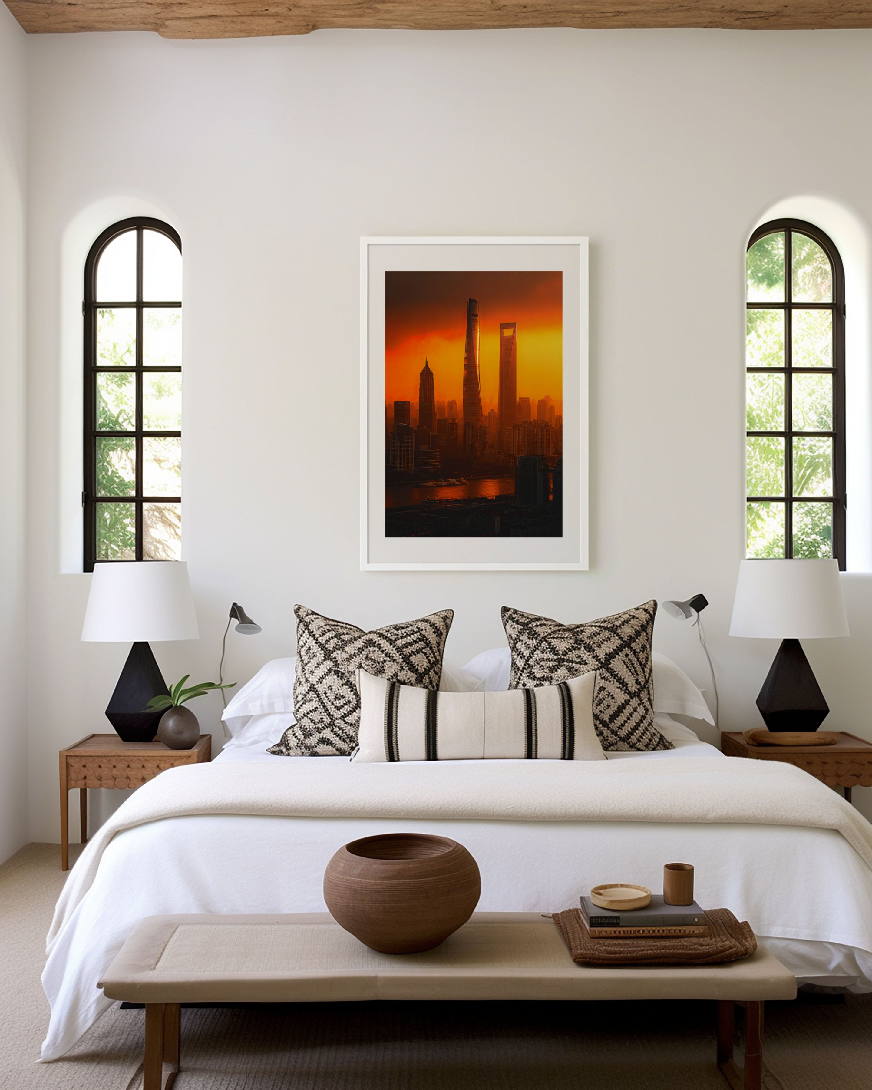 Shanghai Tower & SWFC Inferno | Skyline Sunset Wall Art Print