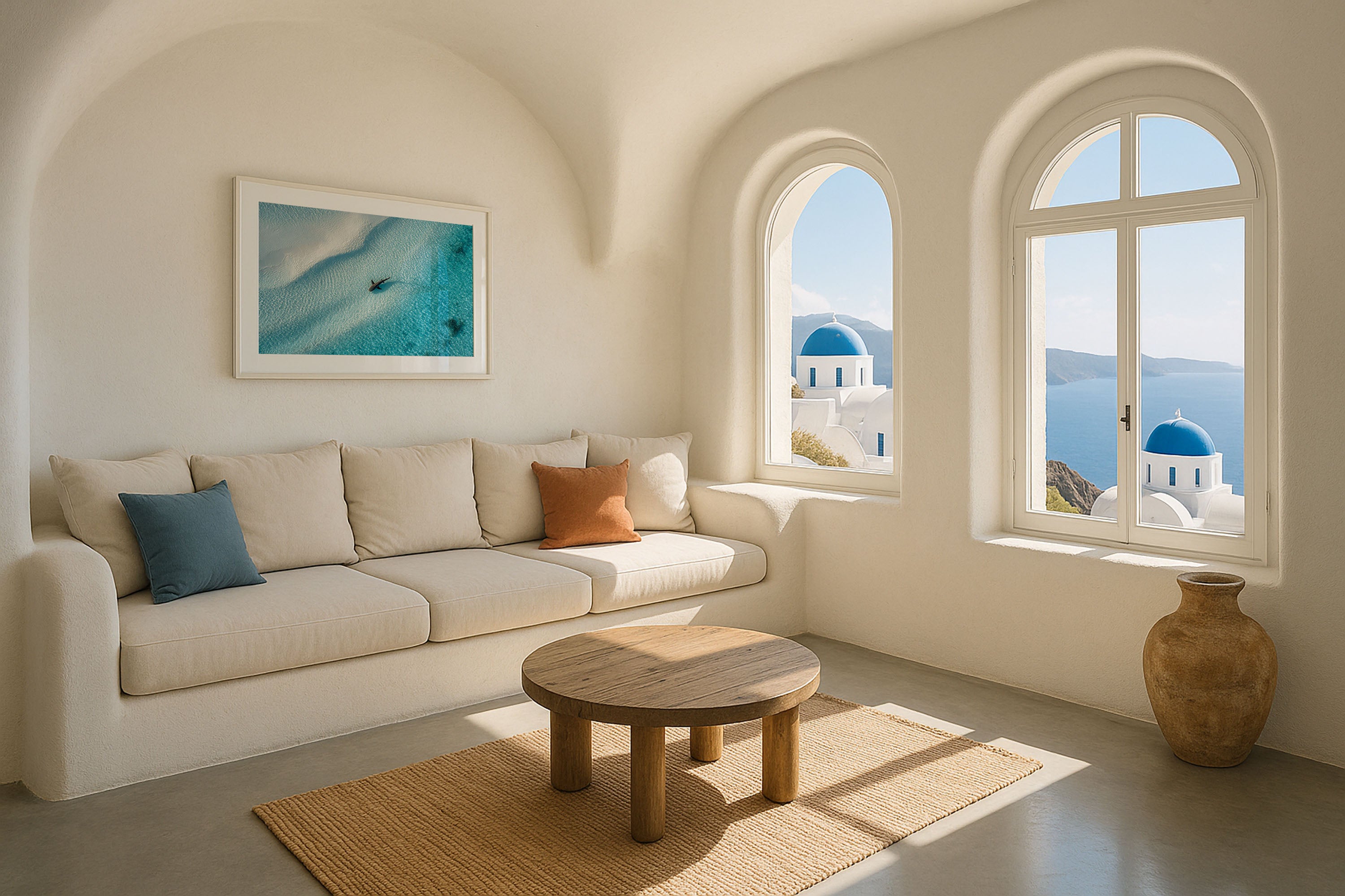 Shark Wall Art Print – Aerial Ocean White Sand Canvas
