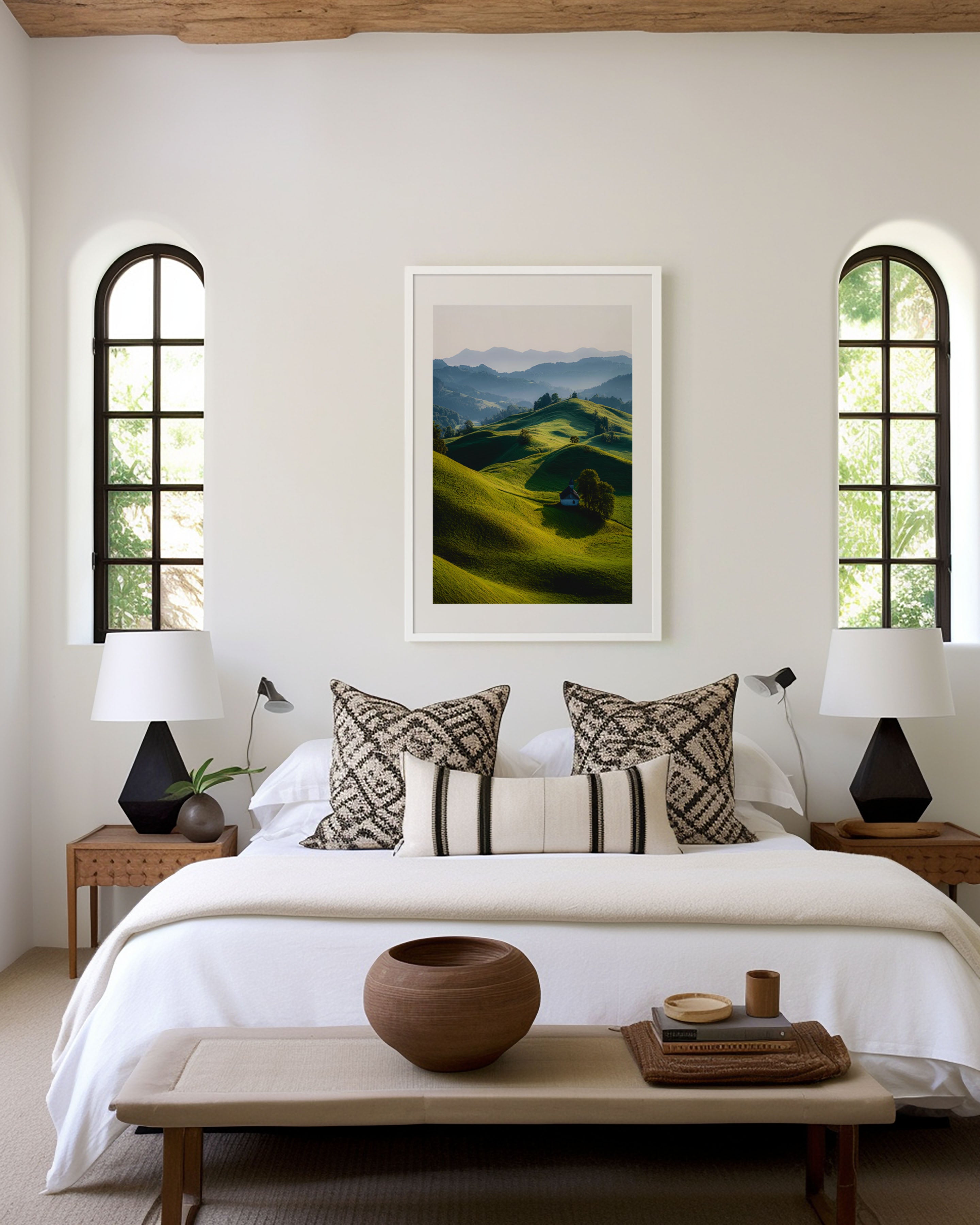 Škofja Loka Hills Slovenia Chapel Print | Slovenian Rolling Hills Wall Art | Slovenia Green Hills Morning Light Chapel Landscape Photography Poster