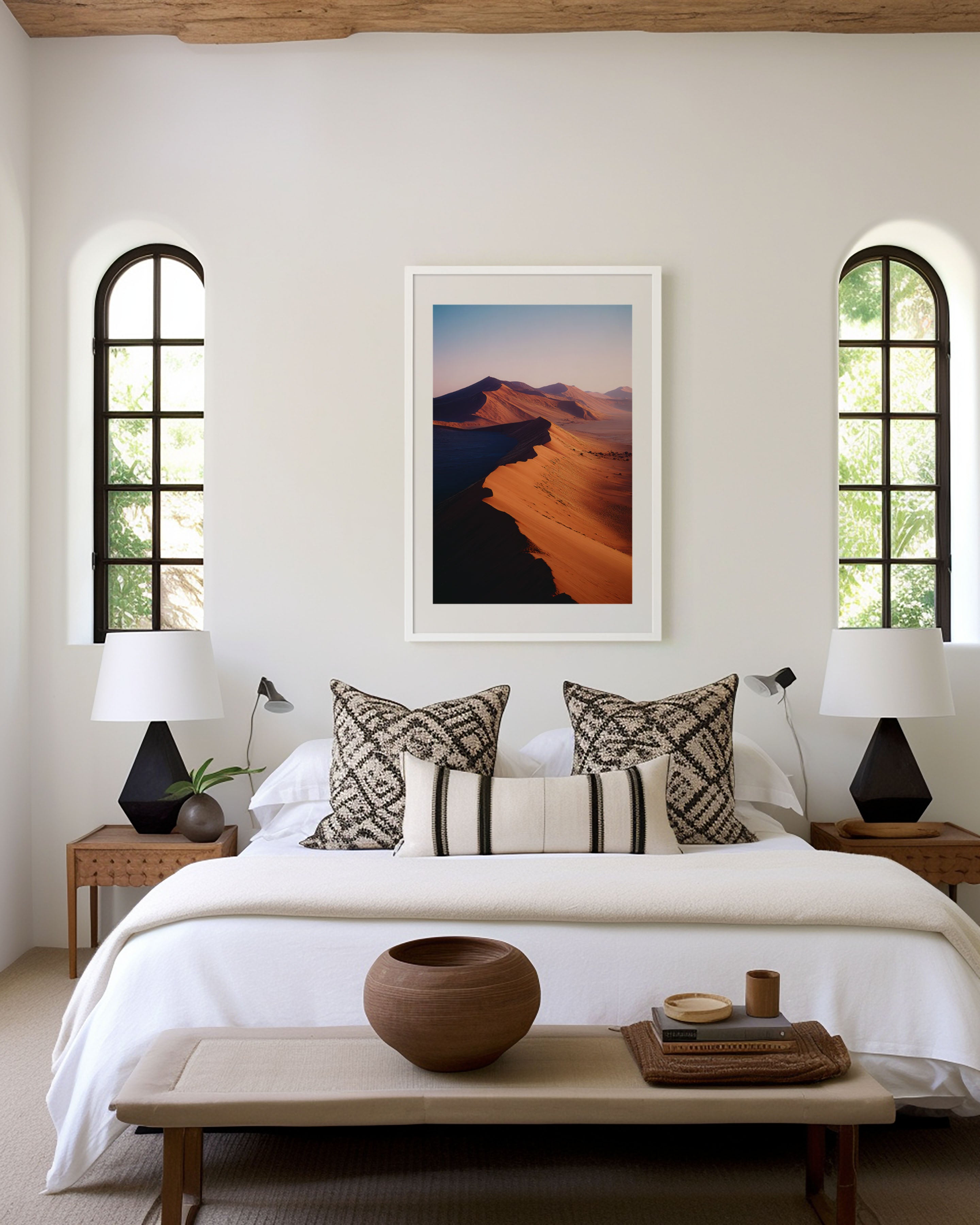 Sossusvlei Sand Dunes Wall Art Print | Namib Desert Namibia Aerial Sunrise Photography | Africa Travel Poster | Earthy Minimalist Home Decor