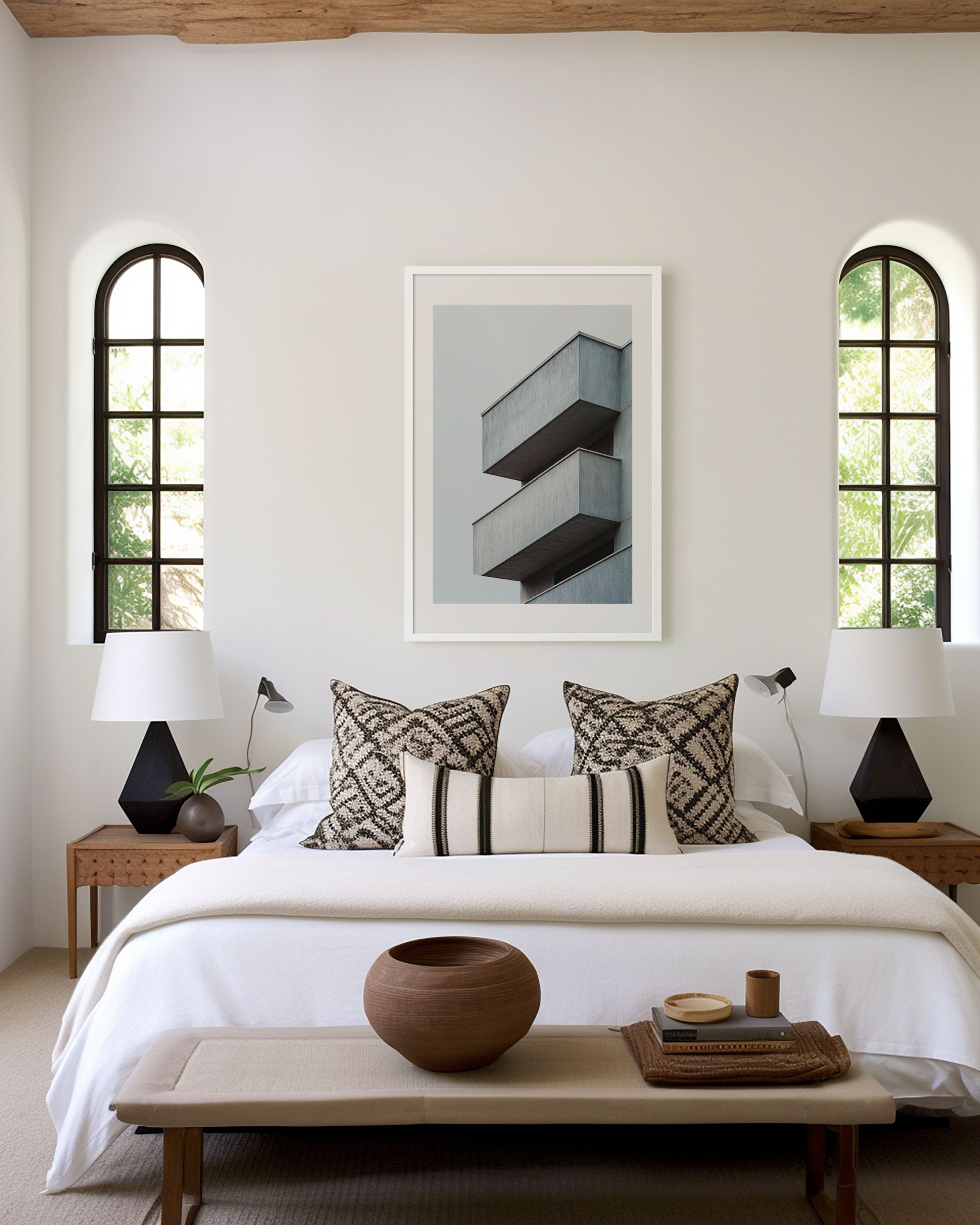 Concrete Balconies Zigzag Pattern Wall Art Print | Brutalist Architecture Abstract Photography | Minimalist Home Decor