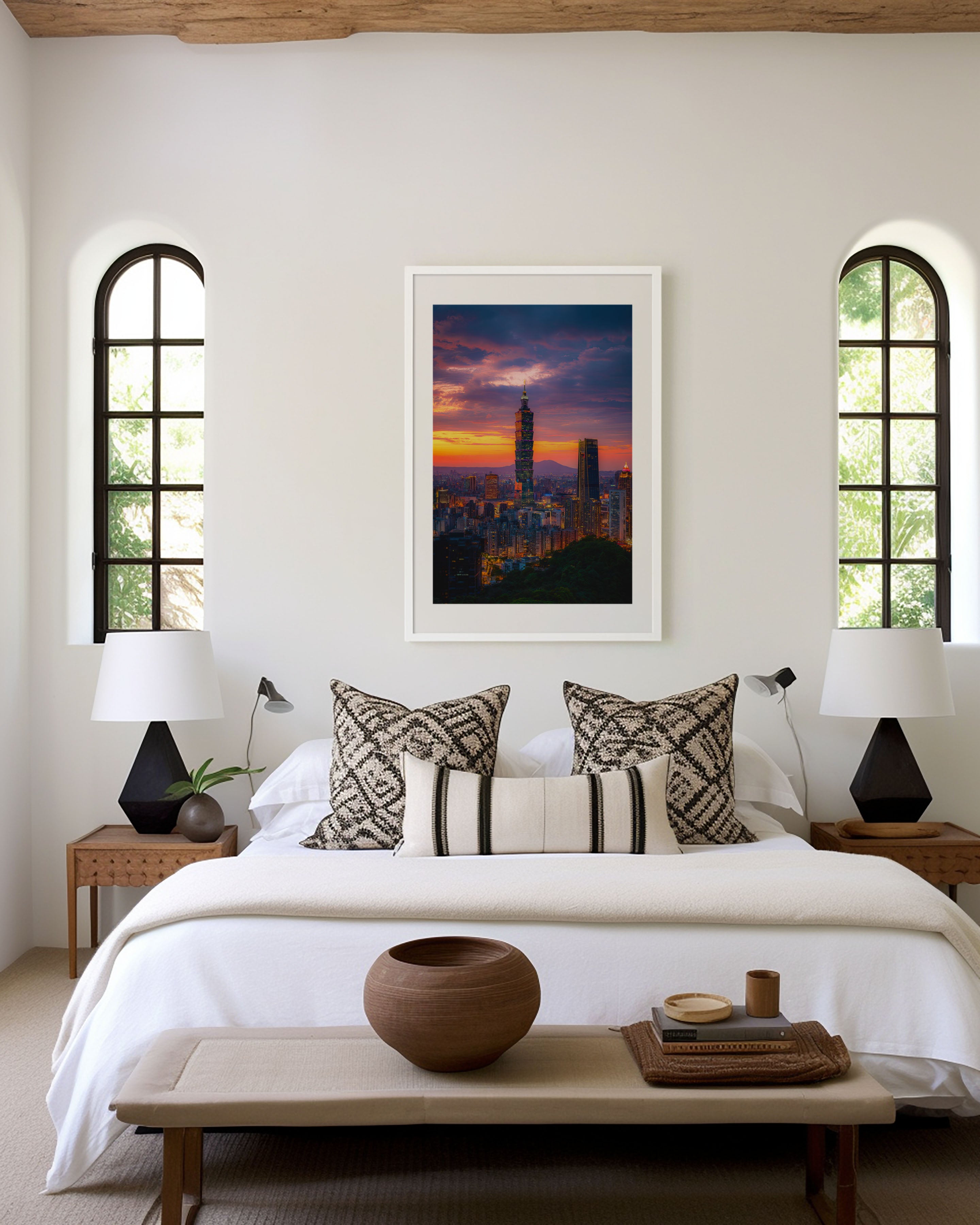 Taipei 101 Wall Art – Taipei City Skyline Sunset Print