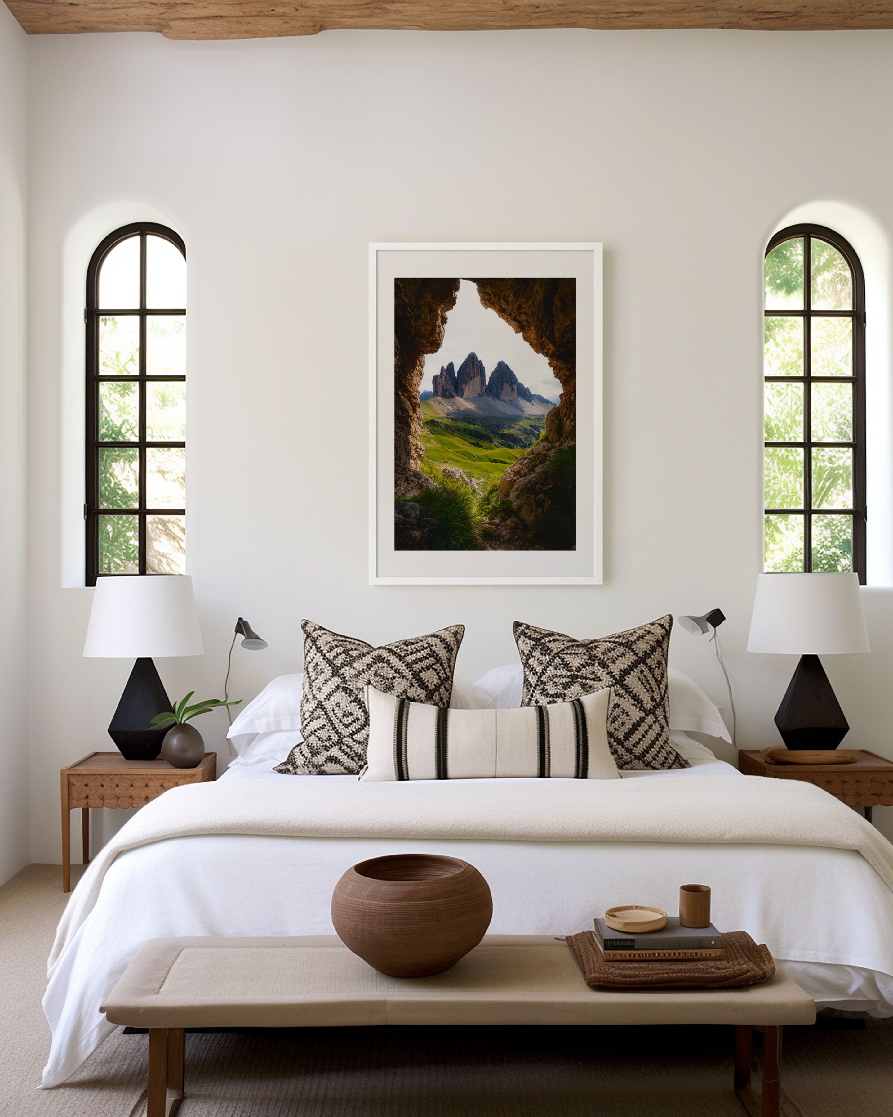Tre Cime di Lavaredo Cave Frame Wall Art Print | Dolomites Italy Photography | Three Peaks Alpine Meadow Poster