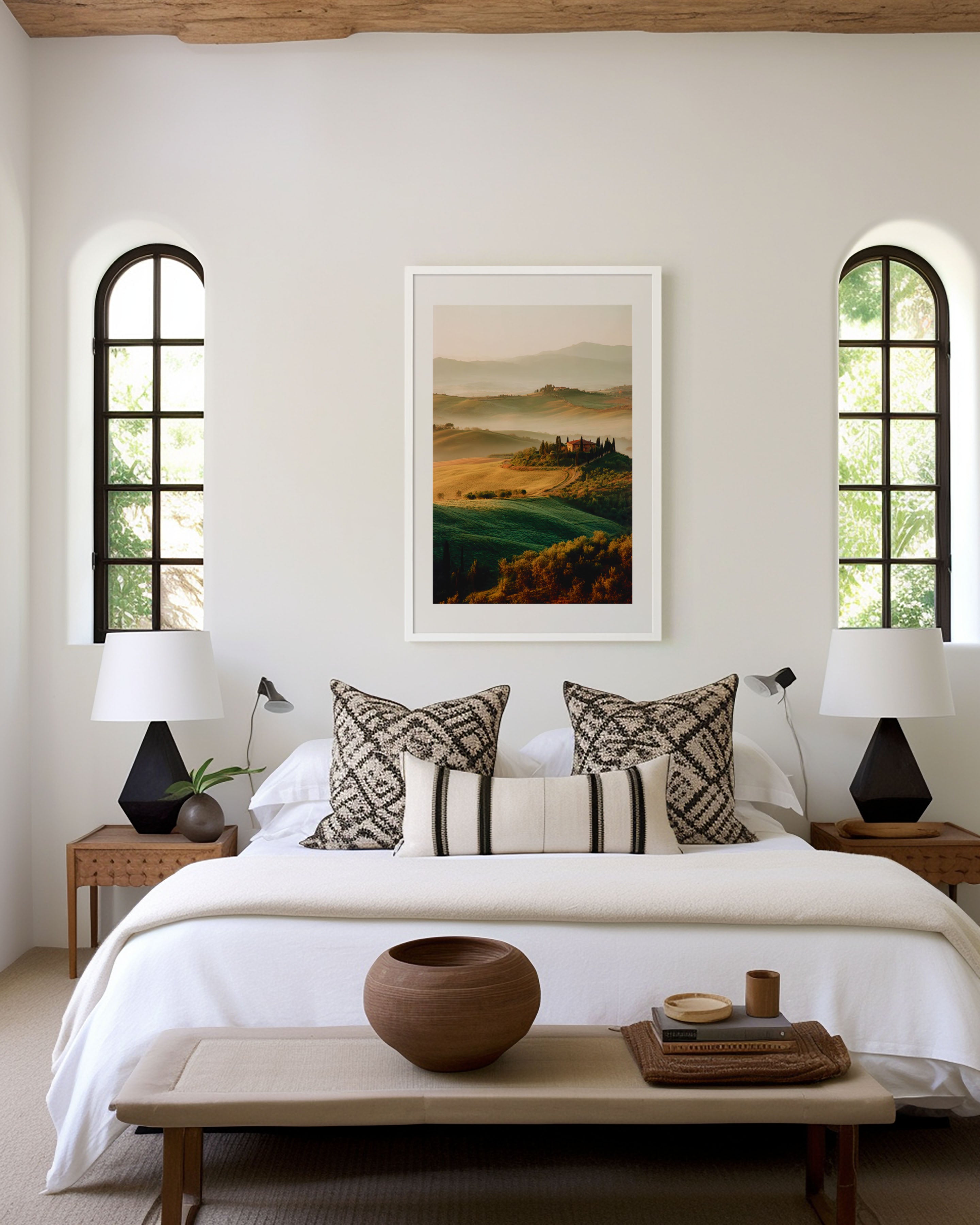 Tuscany Rolling Hills Wall Art | Italian Countryside Sunrise Print