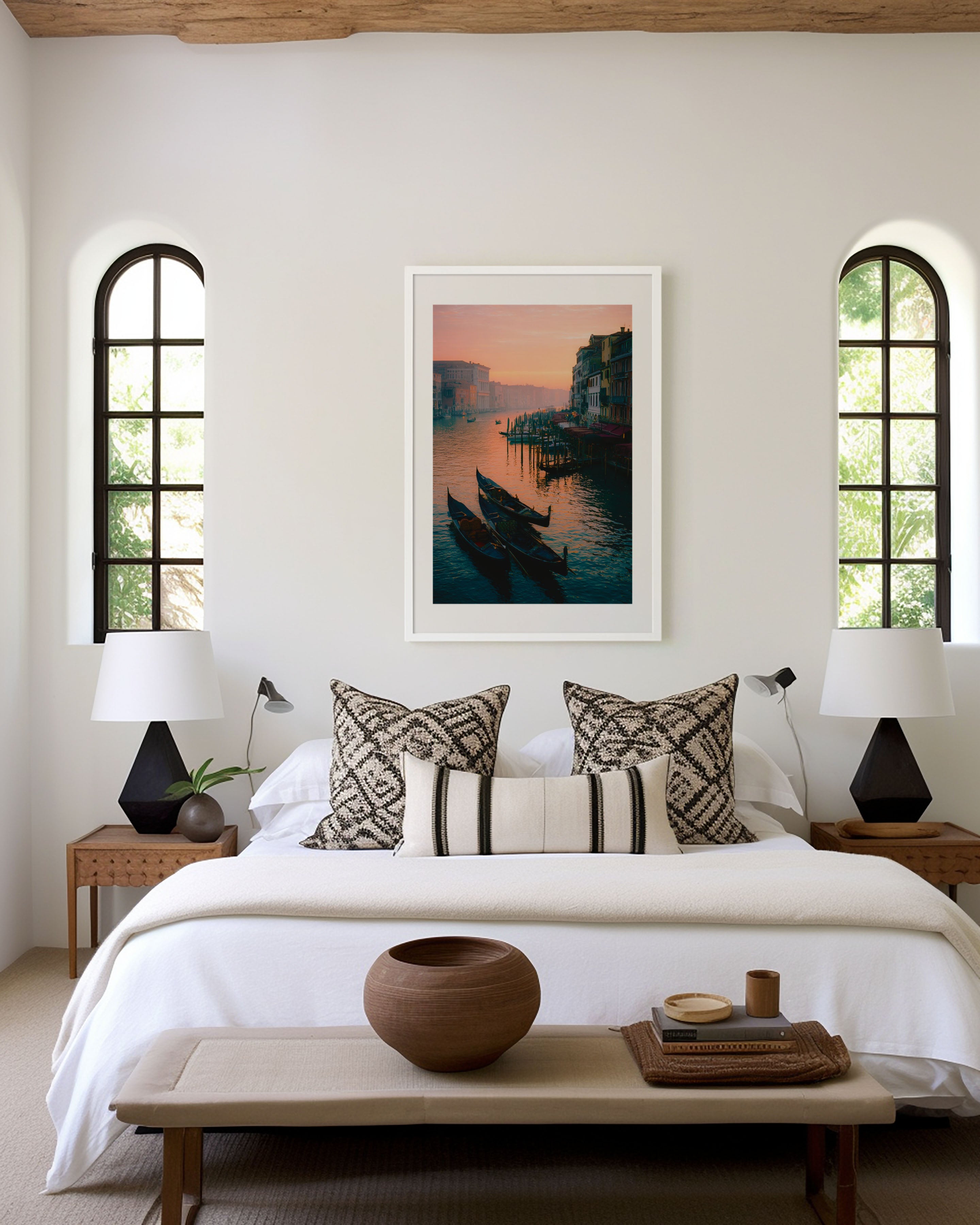 Venice Canal Wall Art | Grand Canal Sunset Gondola Print