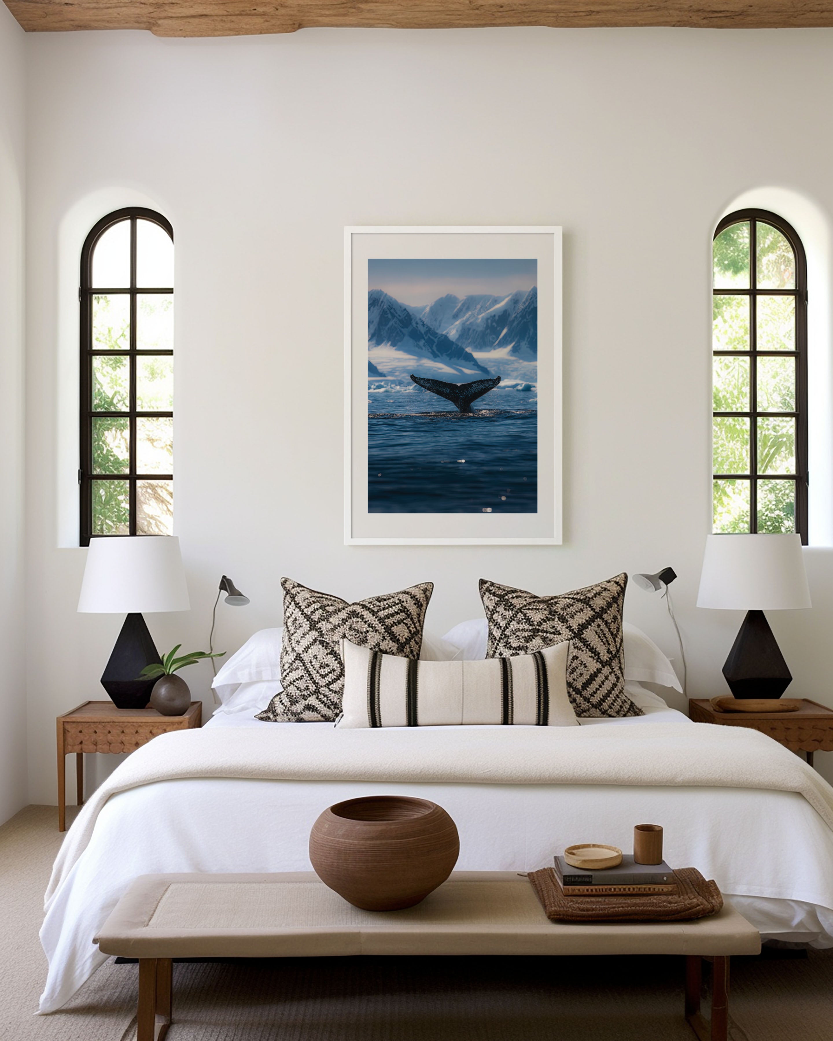Whale Tail Ocean Wall Art – Minimalist Arctic Canvas Print, Coastal Nature Decor