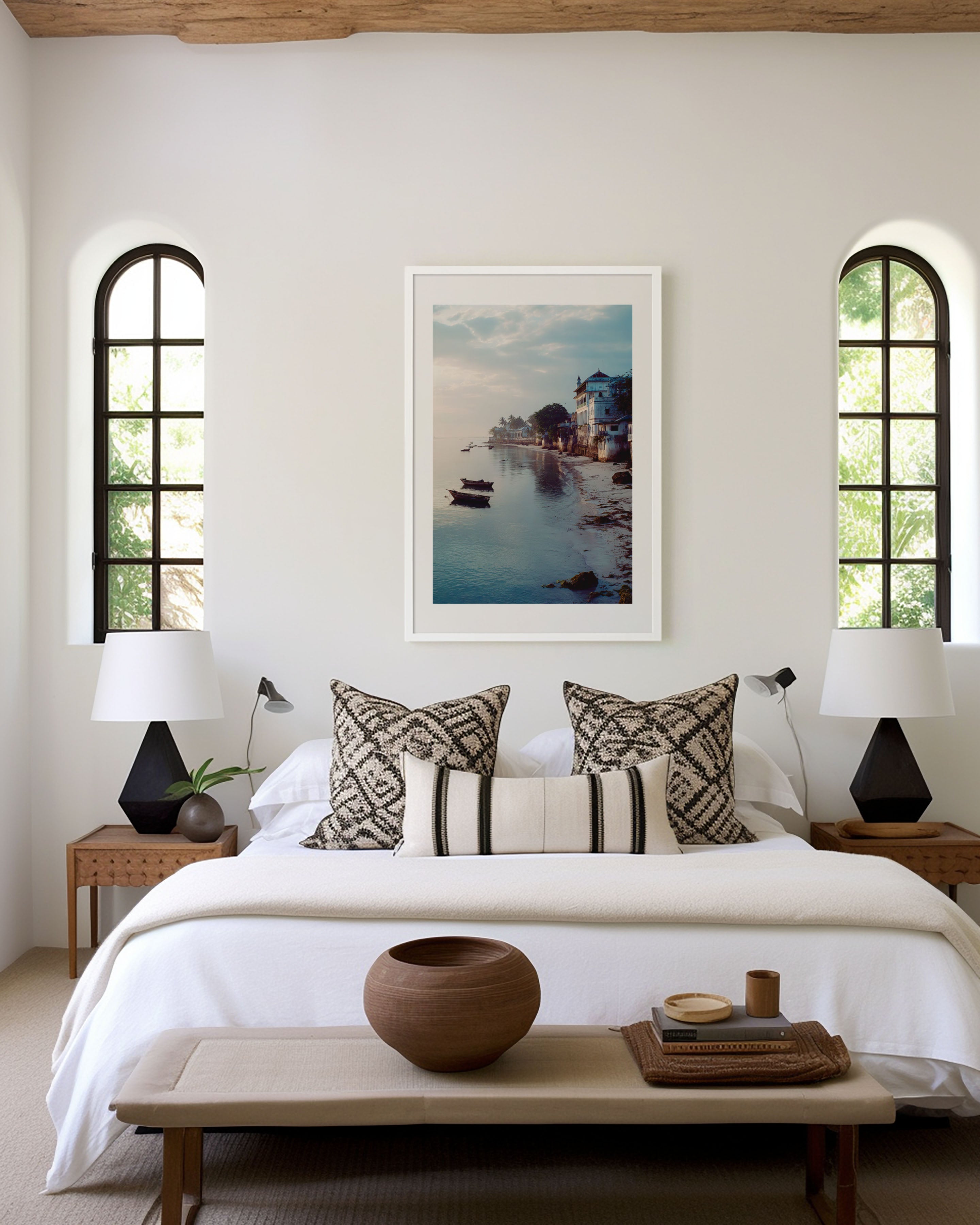 Zanzibar Stone Town Wall Art Print | Tanzania Indian Ocean Waterfront Dhow Photography | East Africa Travel Poster | Coastal Boho Home Decor