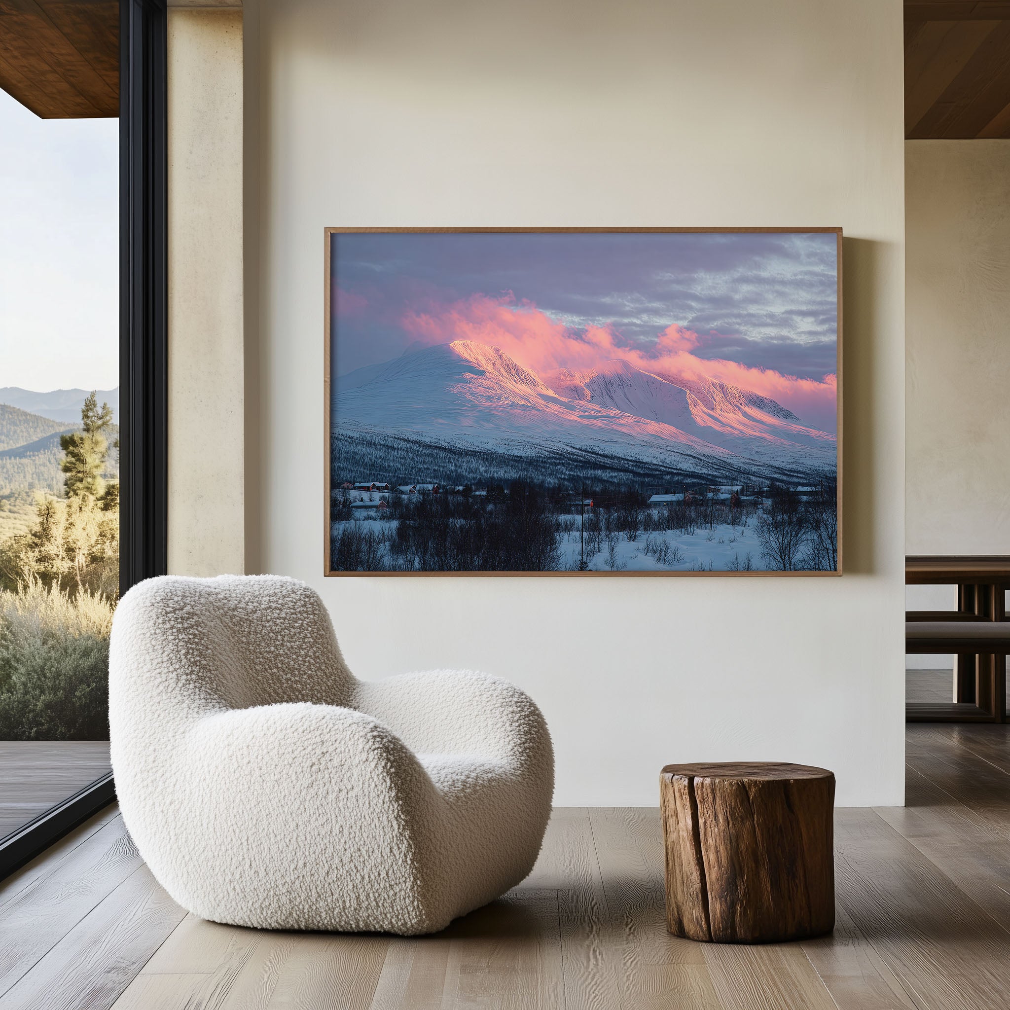 Abisko Sweden Arctic Winter Print | Pink Mountain Sunrise Wall Art