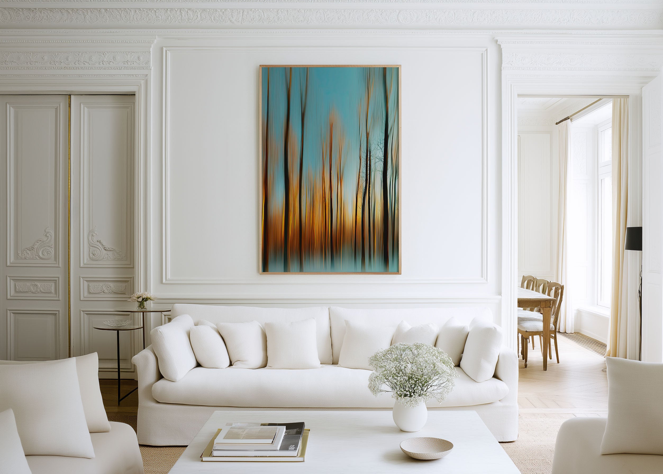 Abstract Forest Motion Wall Art – Modern Nature Canvas Print, Minimalist Landscape Decor