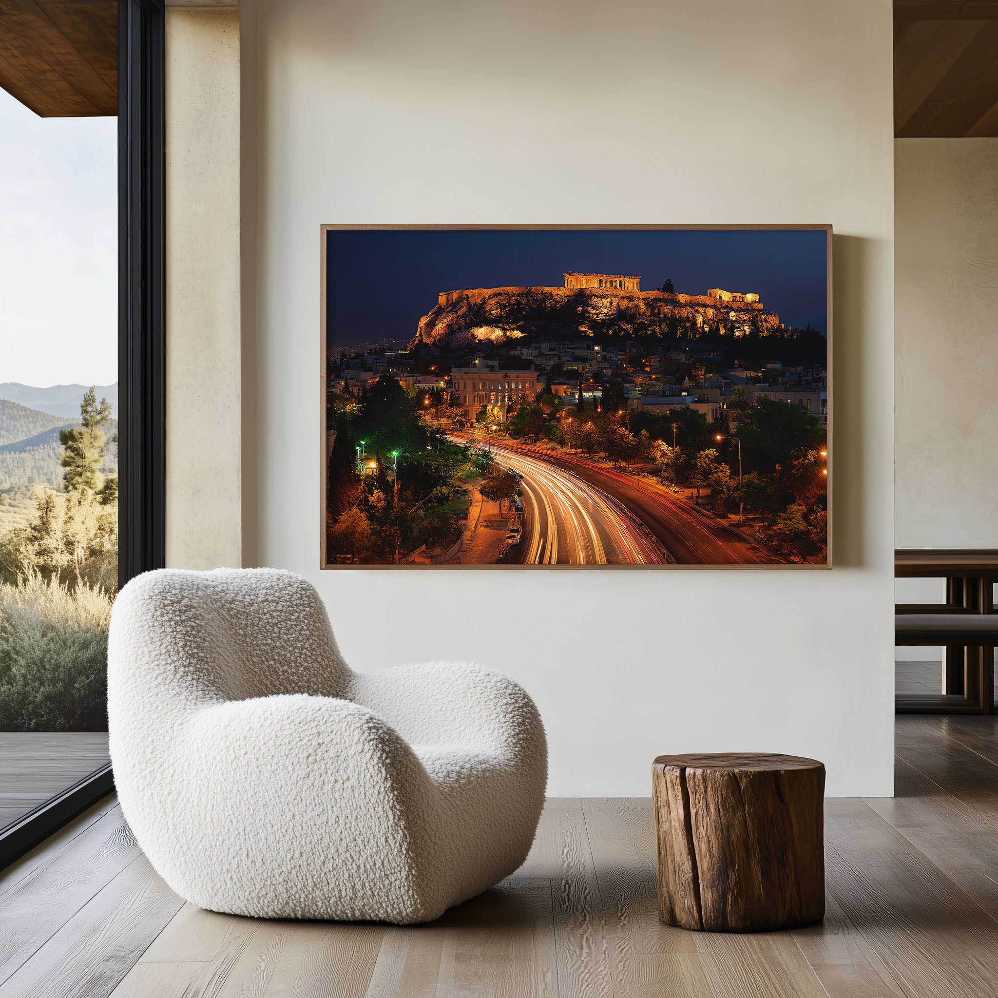 Acropolis Athens Night Wall Art Print, Greece Parthenon Cityscape