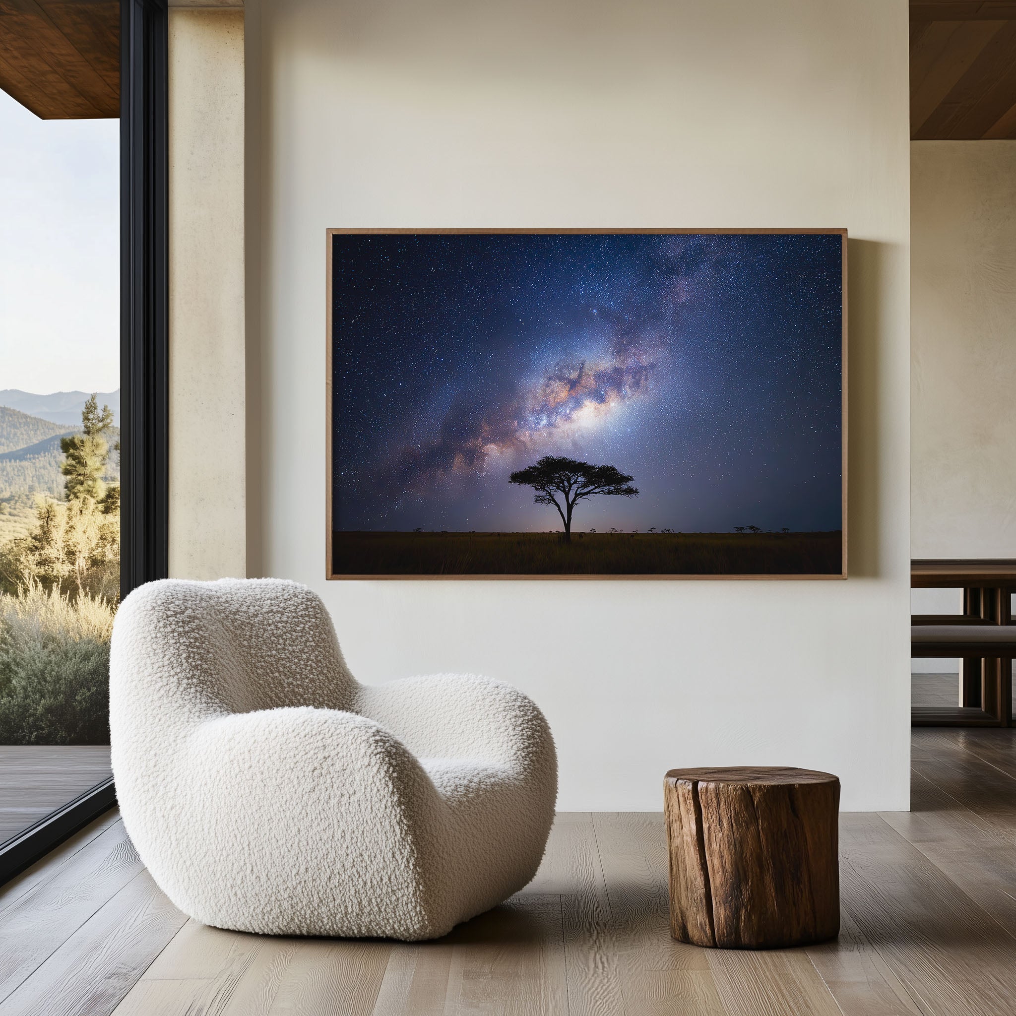 African Milky Way Lone Tree Wall Art – Night Sky Landscape Print
