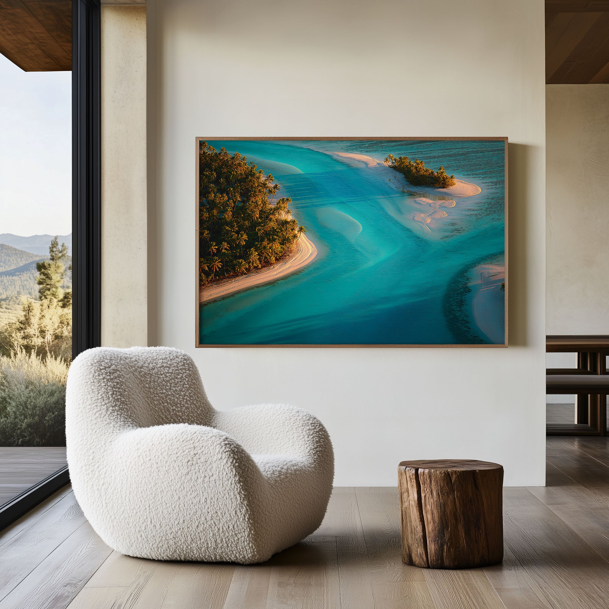 Aitutaki Lagoon Wall Art Print – Cook Islands Tropical Aerial