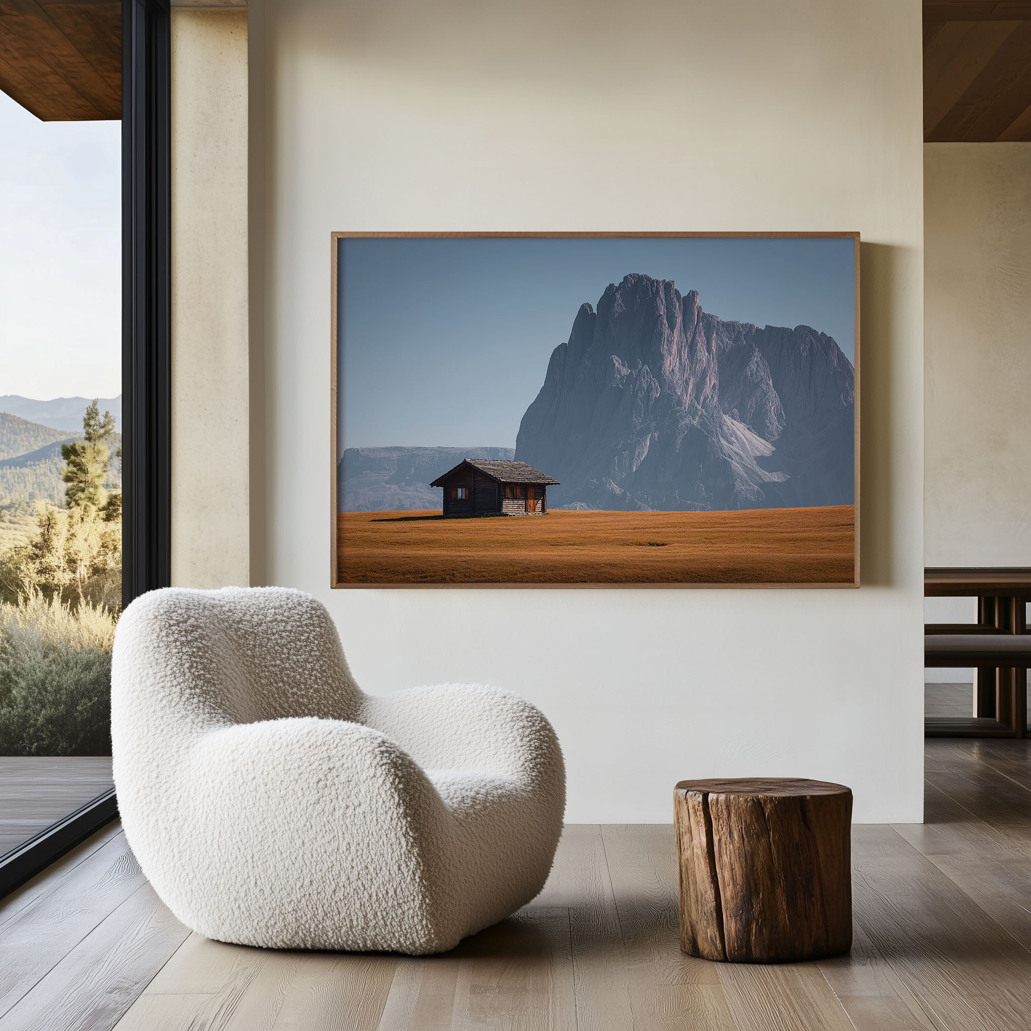 Alpe di Siusi Lonely Hut Wall Art Print – Dolomites Italy Mountain Landscape