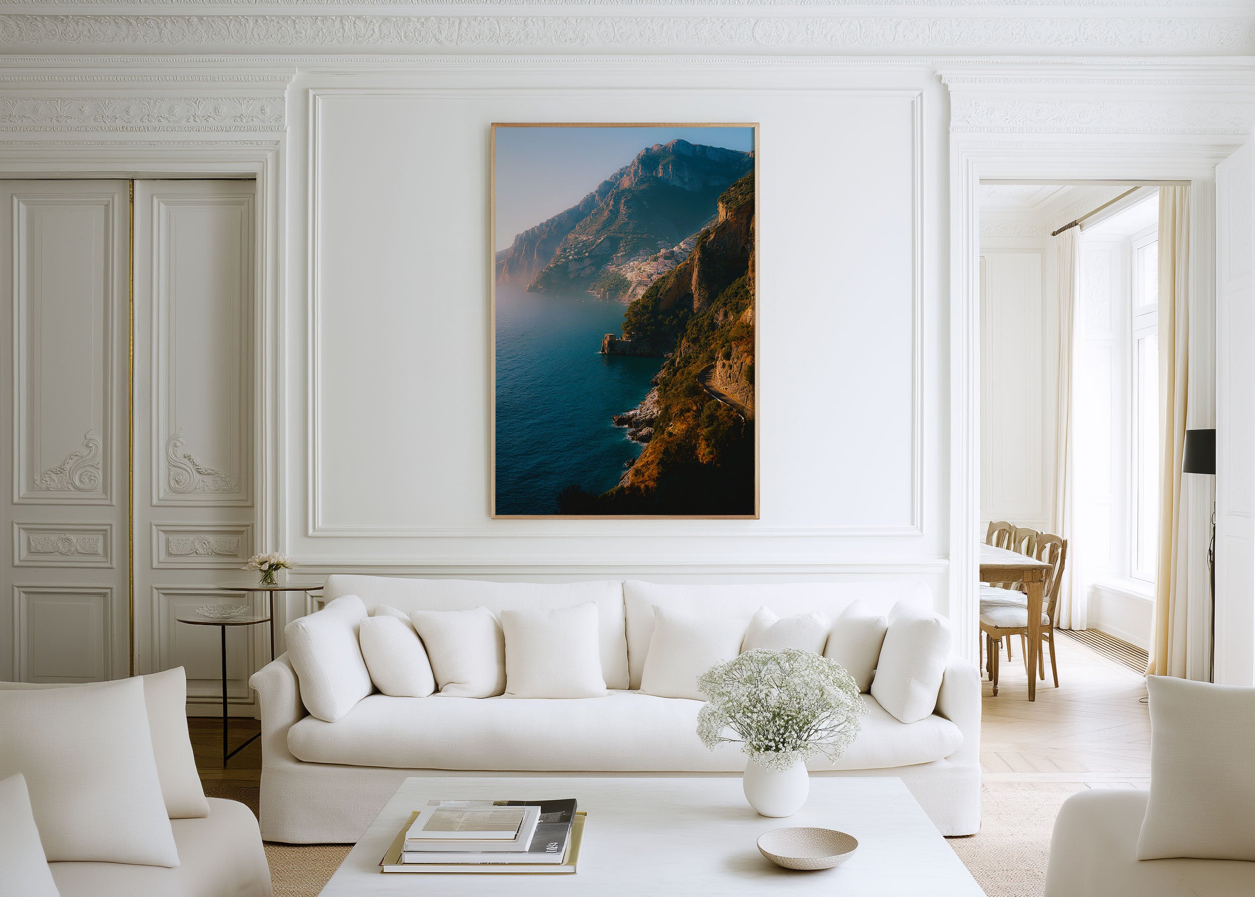 Amalfi Coast Wall Art Print | Positano Italy Coastal Photography | Mediterranean Cliffside Landscape Poster | Italian Riviera Travel Print | European Home Decor