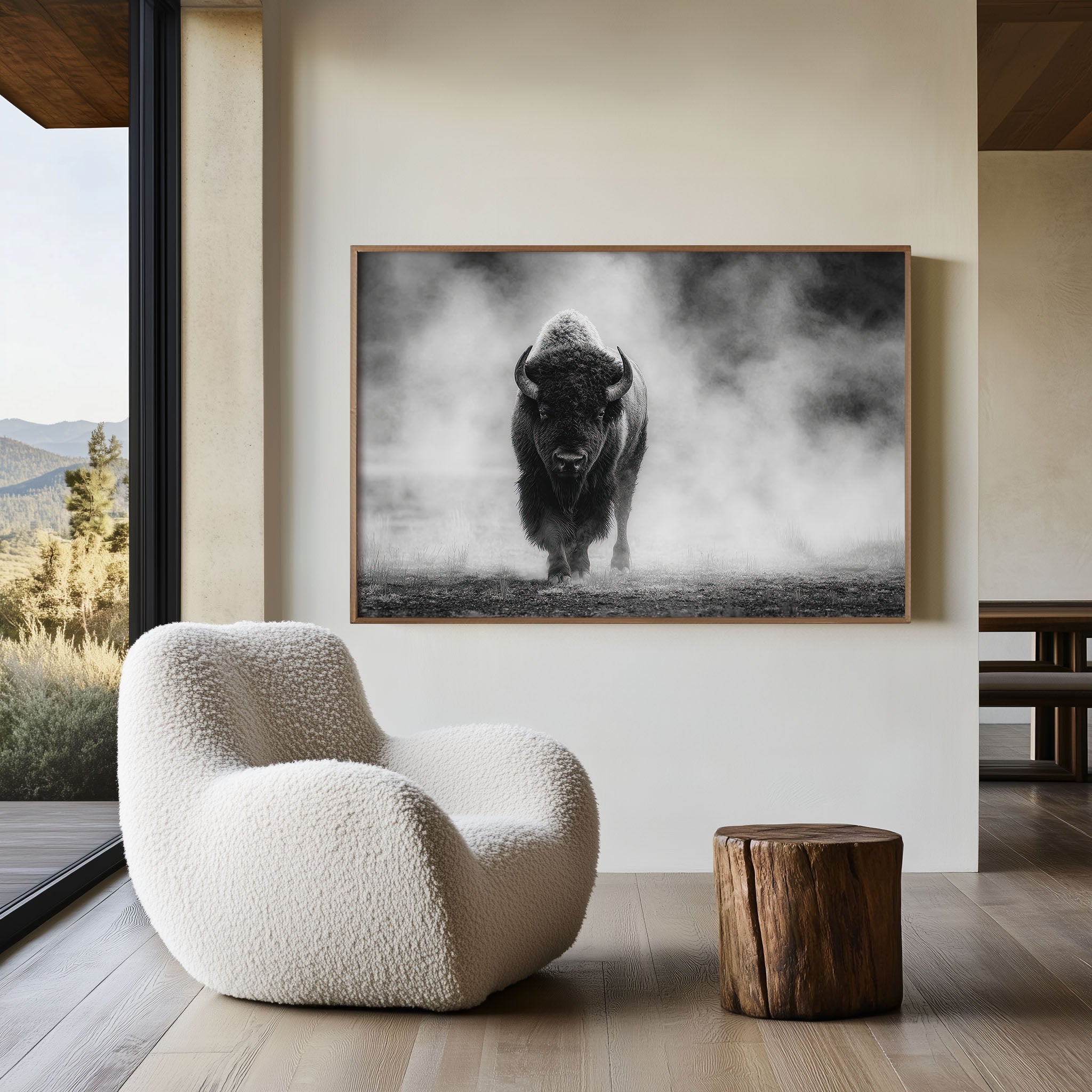 American Bison Black & White Wildlife Wall Art