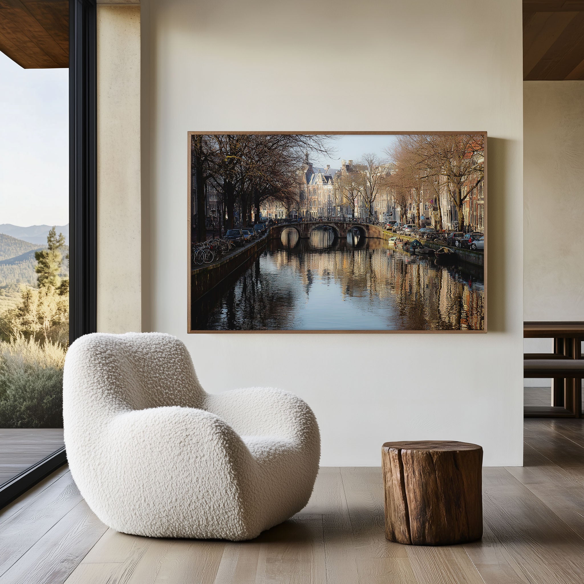 Amsterdam Canal Bridge Wall Art Print, Netherlands Historic Cityscape