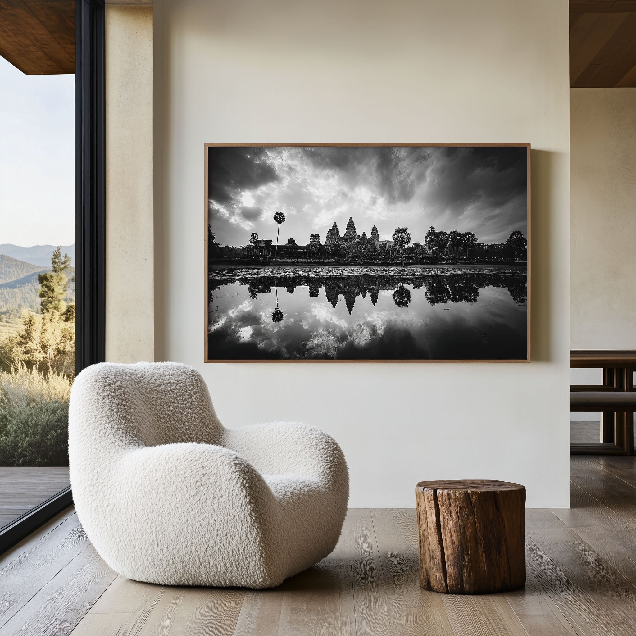 Angkor Wat Wall Art Print – Black and White Temple Photography