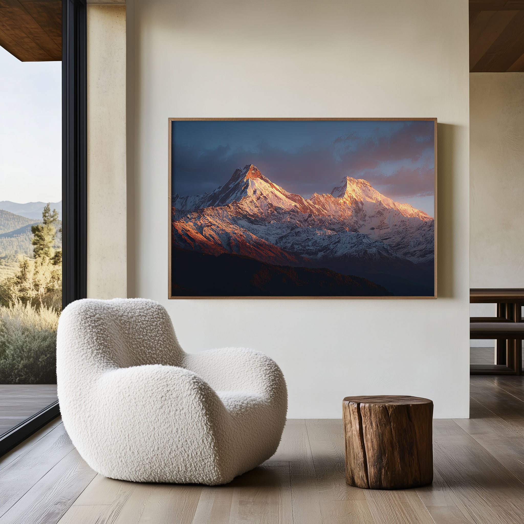 Annapurna Mountain Range Sunset Wall Art Print – Himalayan Landscape Canvas