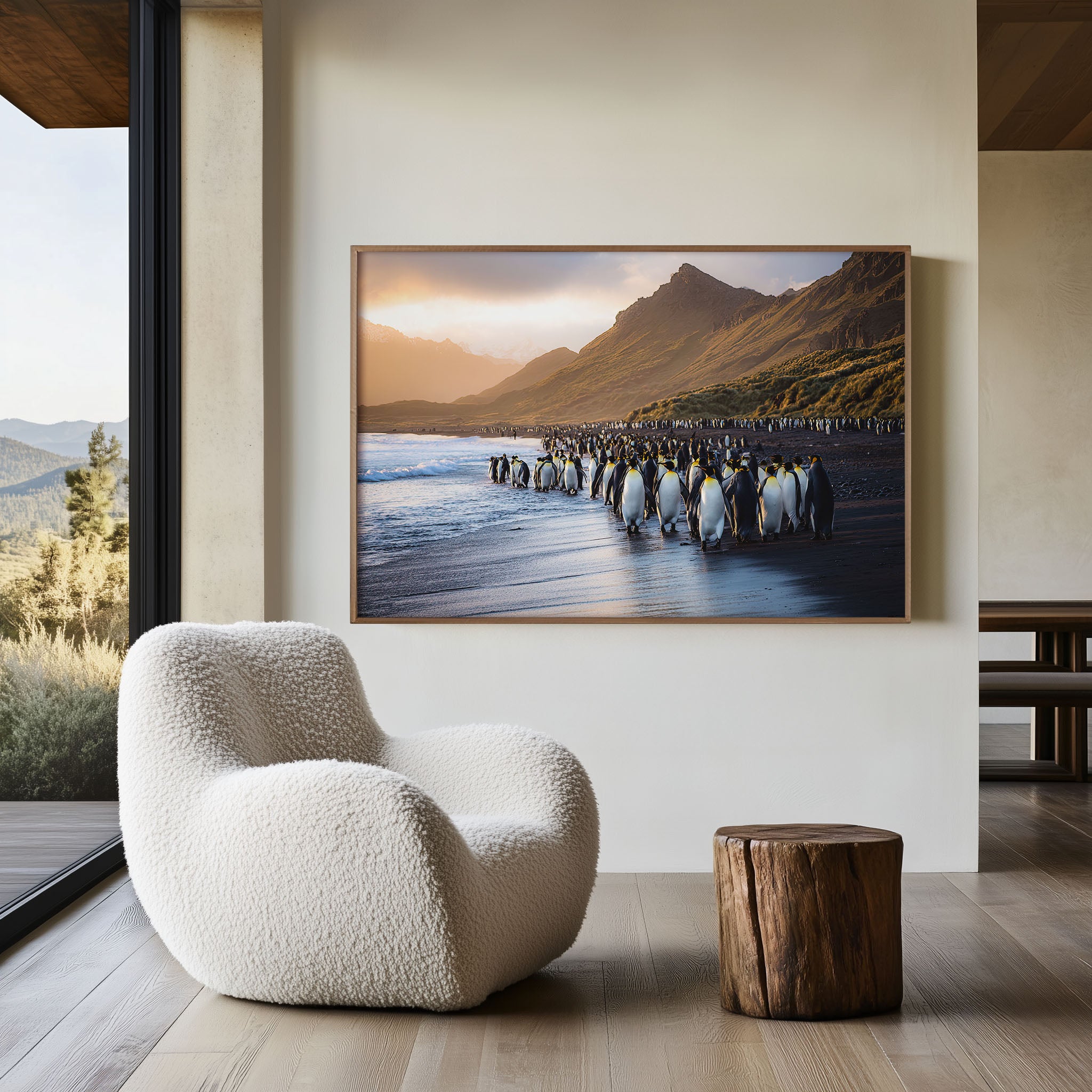 Golden March – King Penguins at South Georgia Wall Art Print