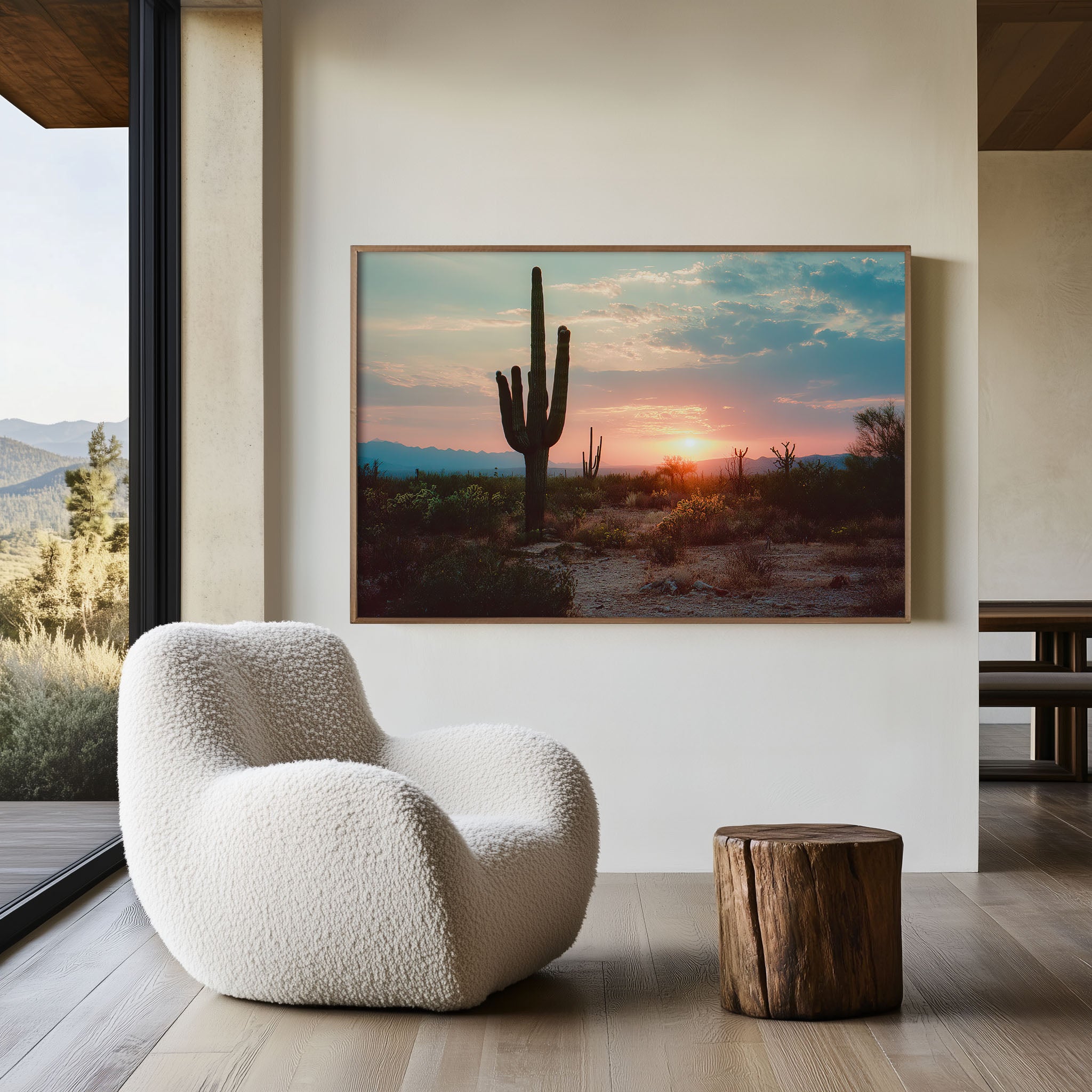Arizona Saguaro Cactus Sunset Wall Art