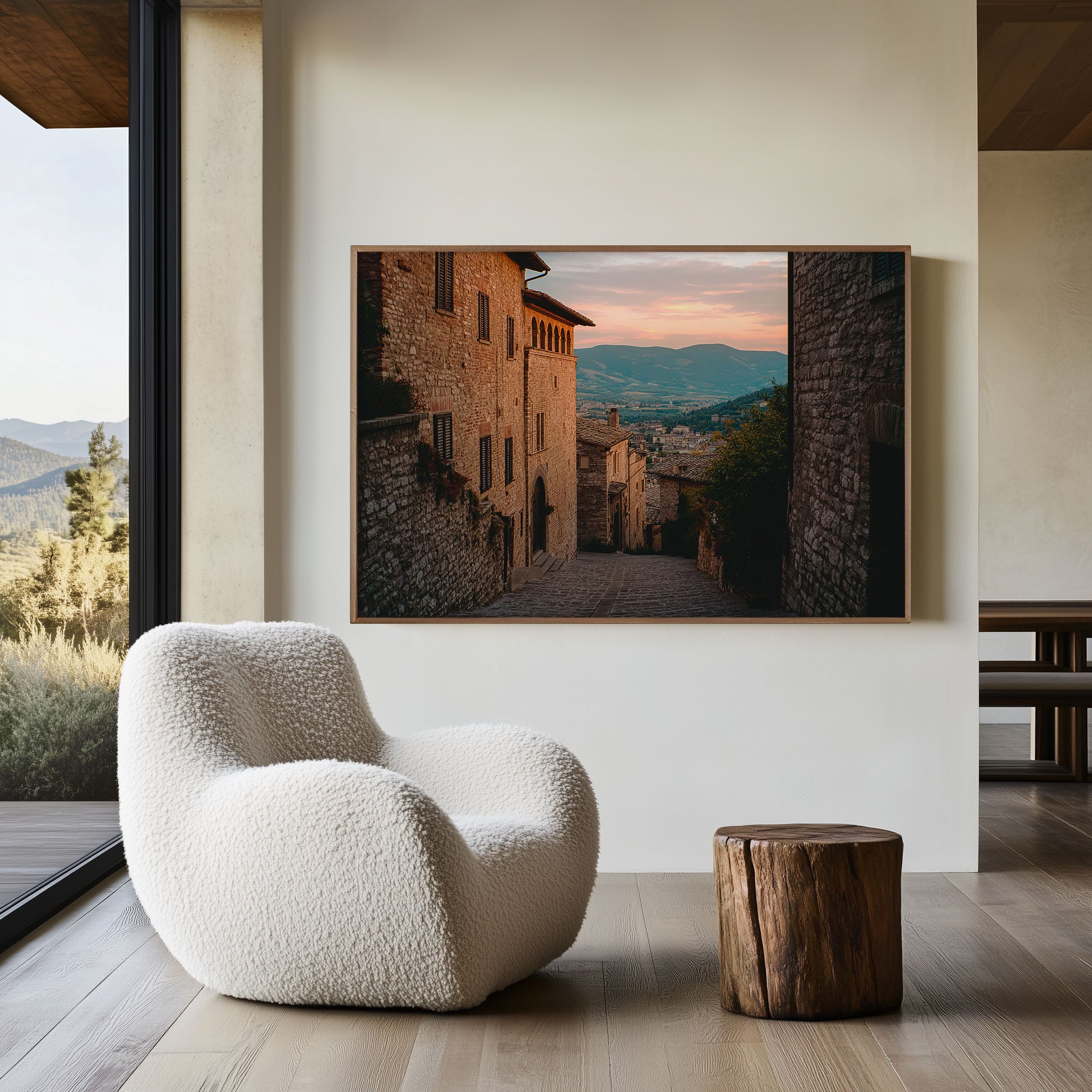 Assisi Umbria Italy Wall Art Print, Medieval Hill Town Street Italian Architecture