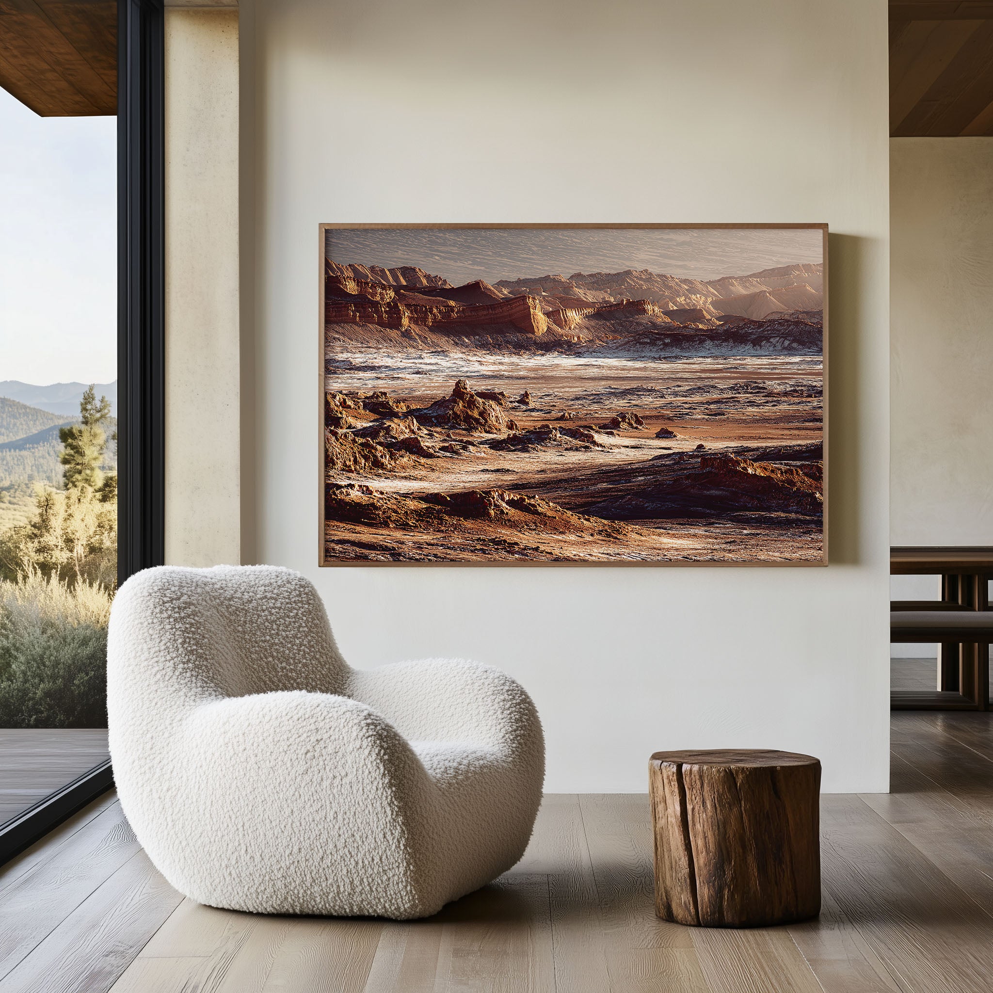 Atacama Desert Wall Art – Valle de la Luna Chile Landscape Print, Dramatic Mountain Desert Photography Decor