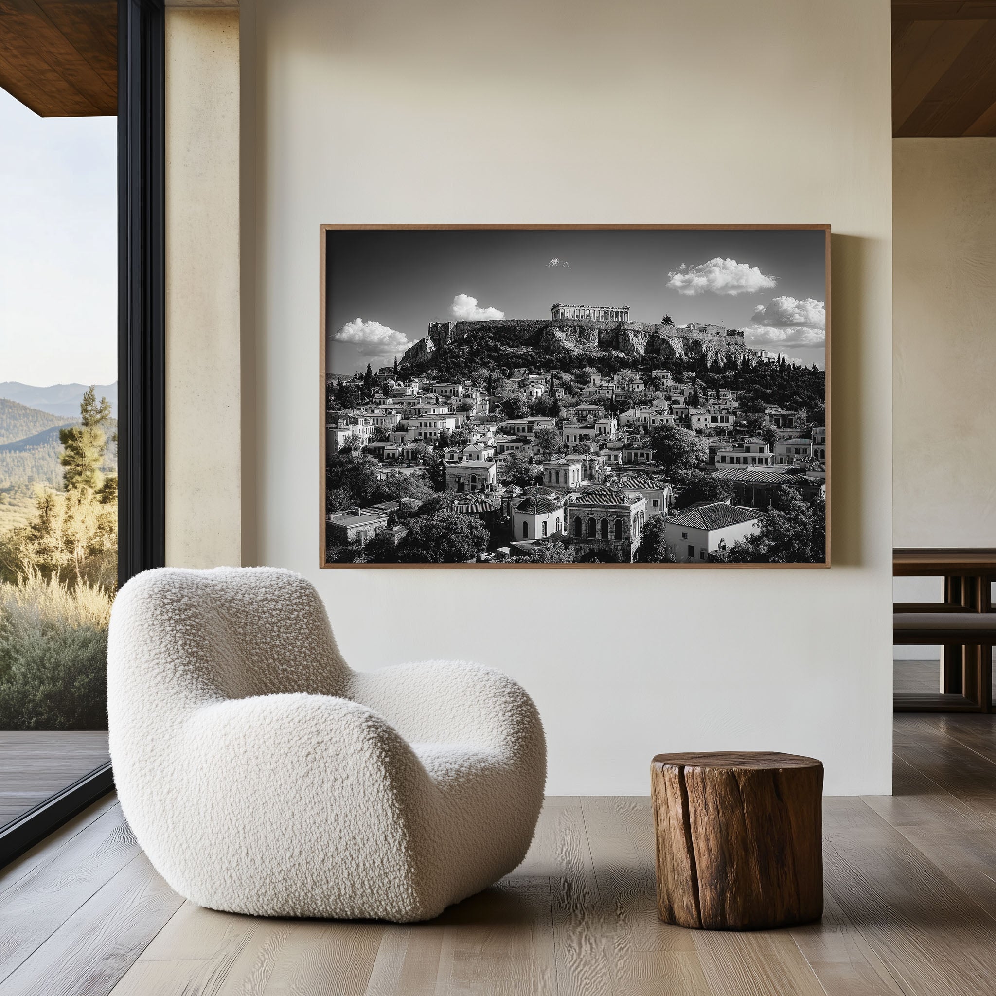 Athens Acropolis Wall Art Print – Black and White Greece Photography