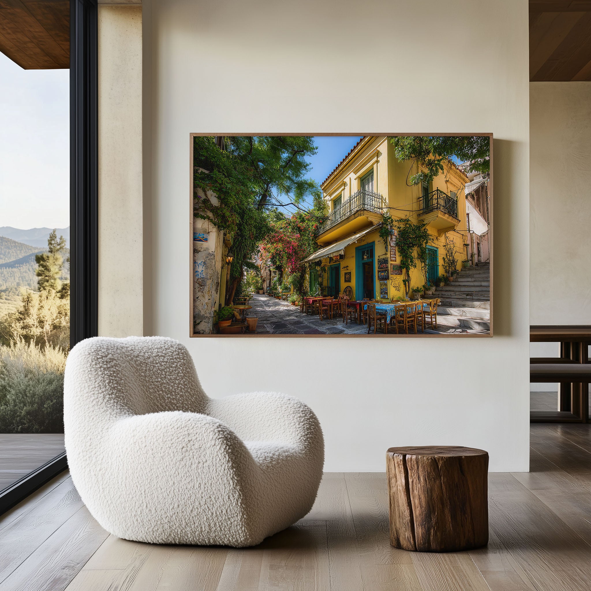 Athens Plaka Greece Street Wall Art Print – Mediterranean Cityscape Canvas