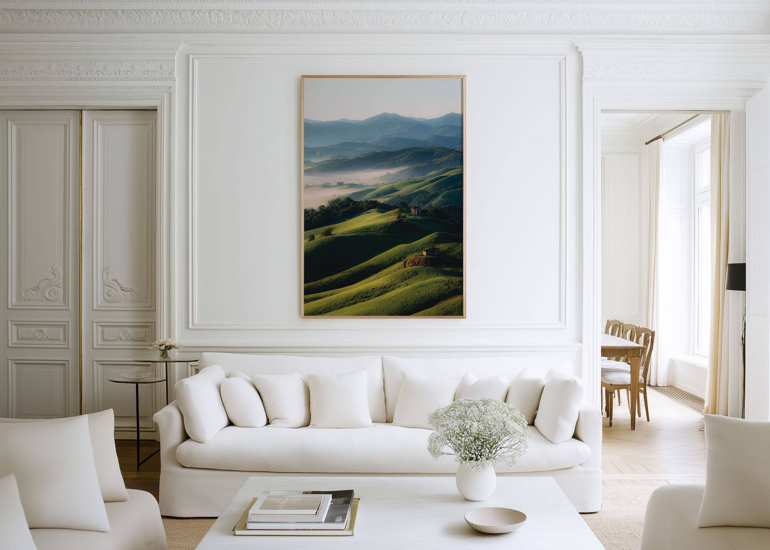 Australian Countryside Rolling Hills Print | New South Wales Green Hills Wall Art | Australian Rural Morning Mist Landscape Photography Poster