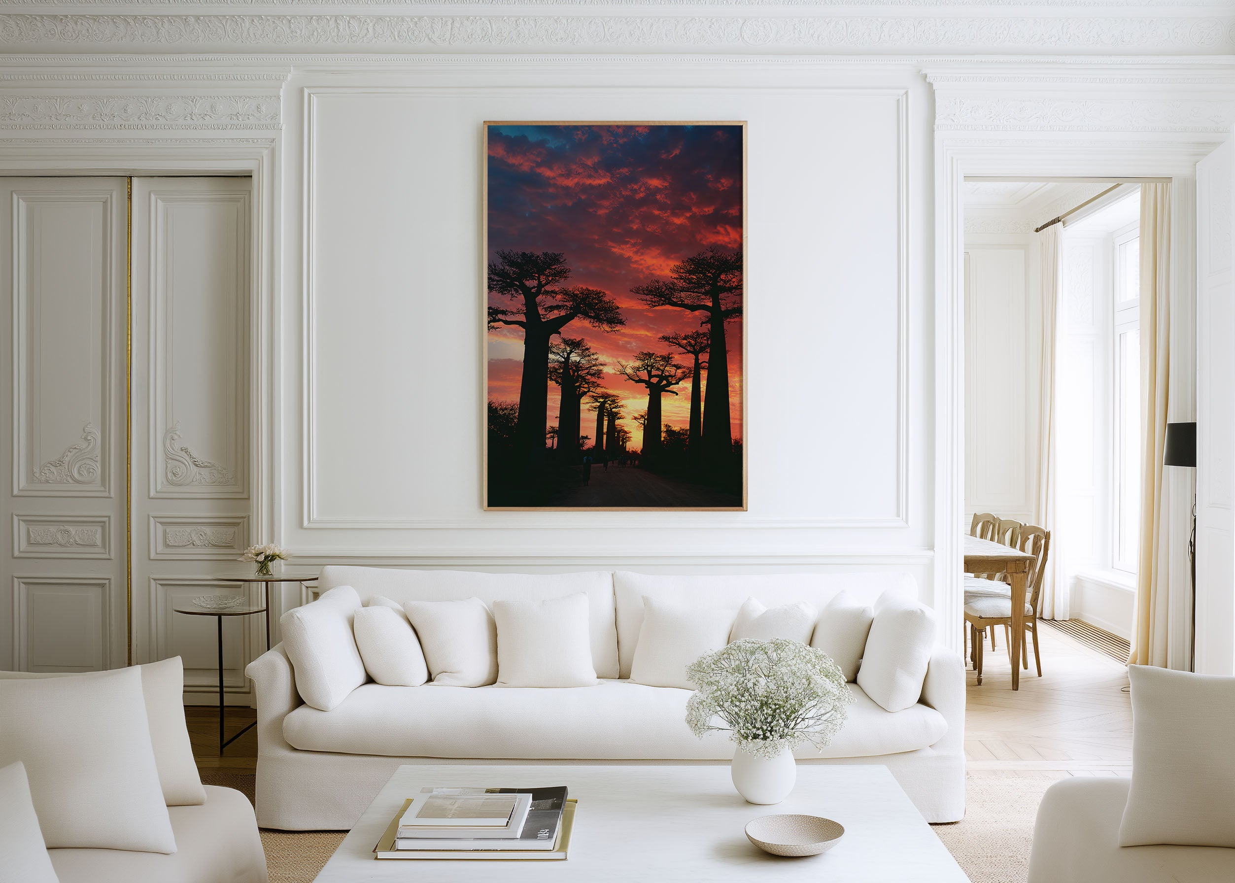 Avenue of the Baobabs Wall Art Print | Madagascar Sunset Photography | African Tree Landscape Poster | Exotic Nature Travel Print | Bold Dramatic Home Decor
